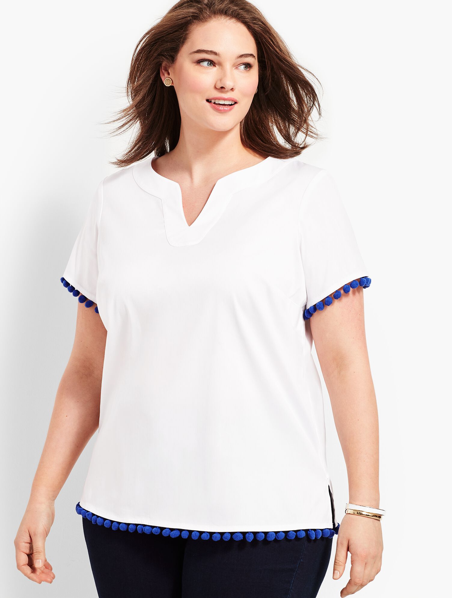 Poplin Pom-Pom Top
