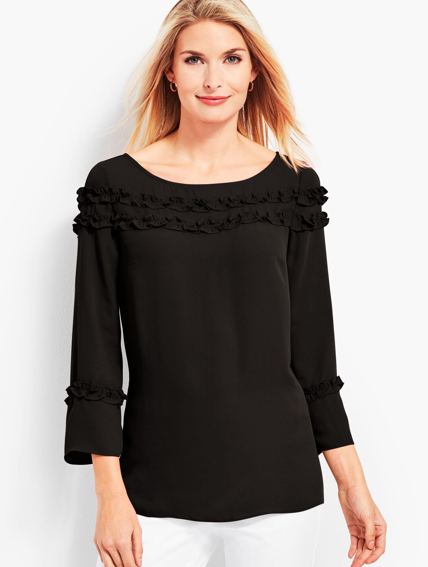 Shirred Ruffle Top - Solid