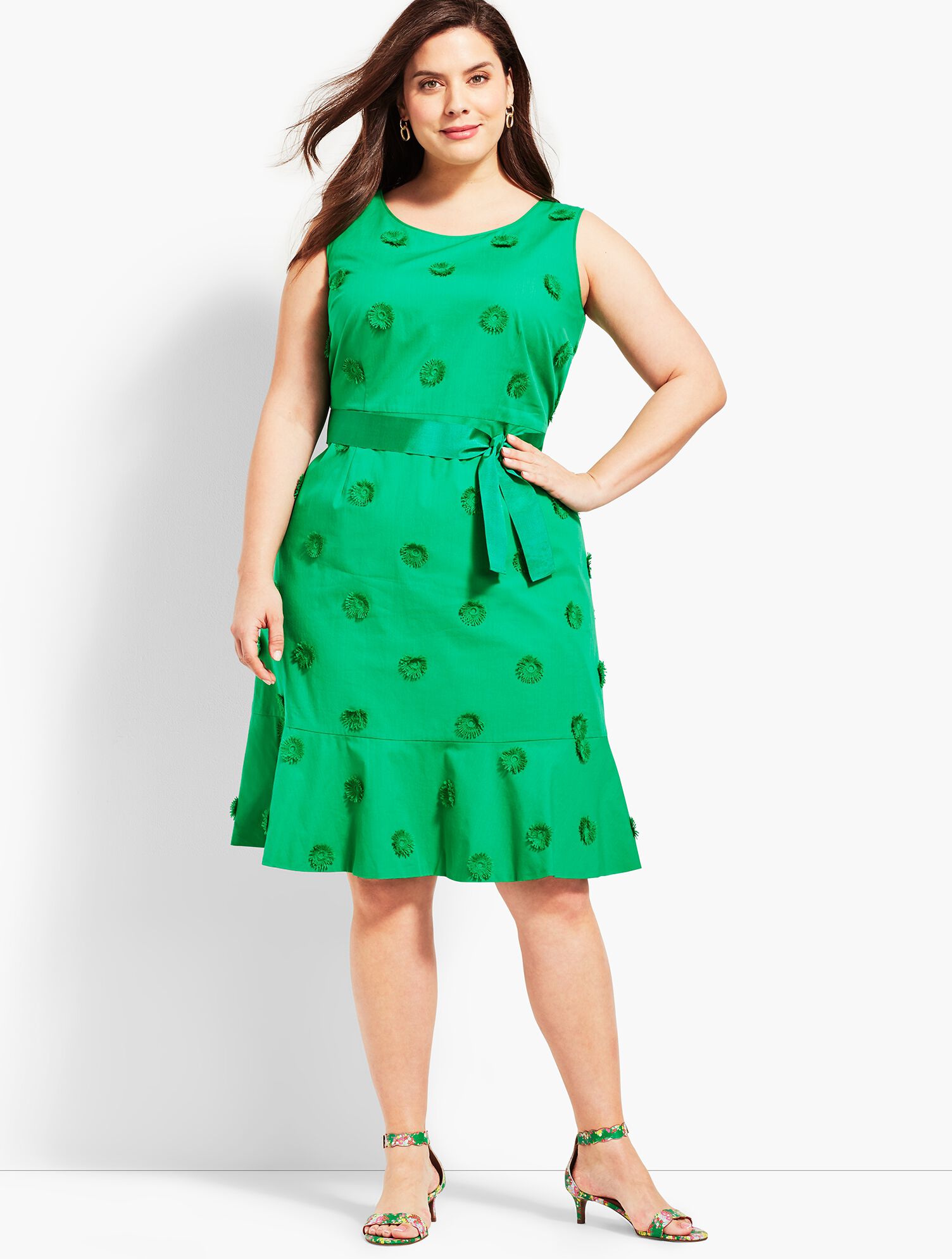 Flower Applique Fit-and-Flare Dress