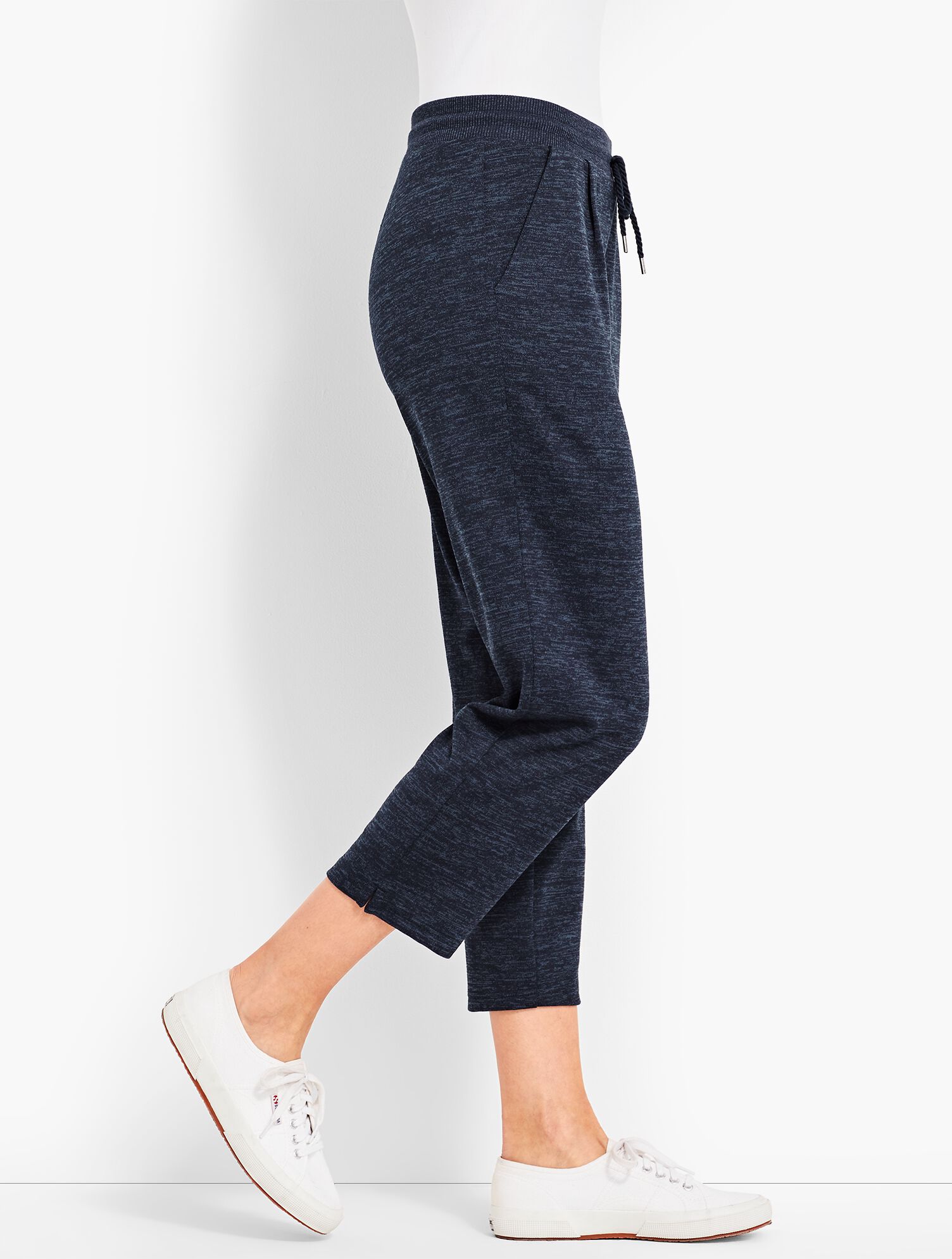 Marled Soft-Drape Jersey Crop