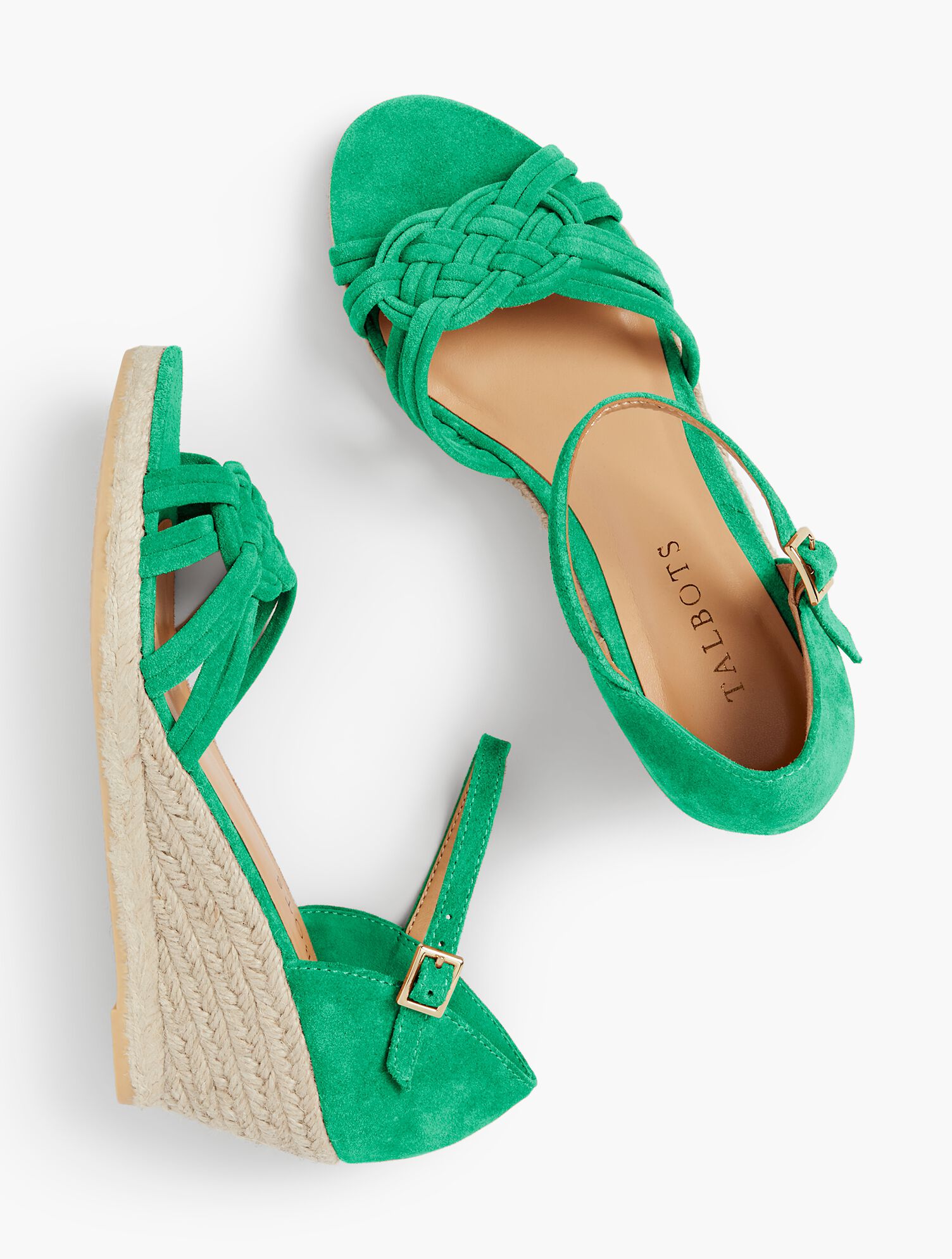 Lyndsay Woven Espadrille Wedges - Kid Suede