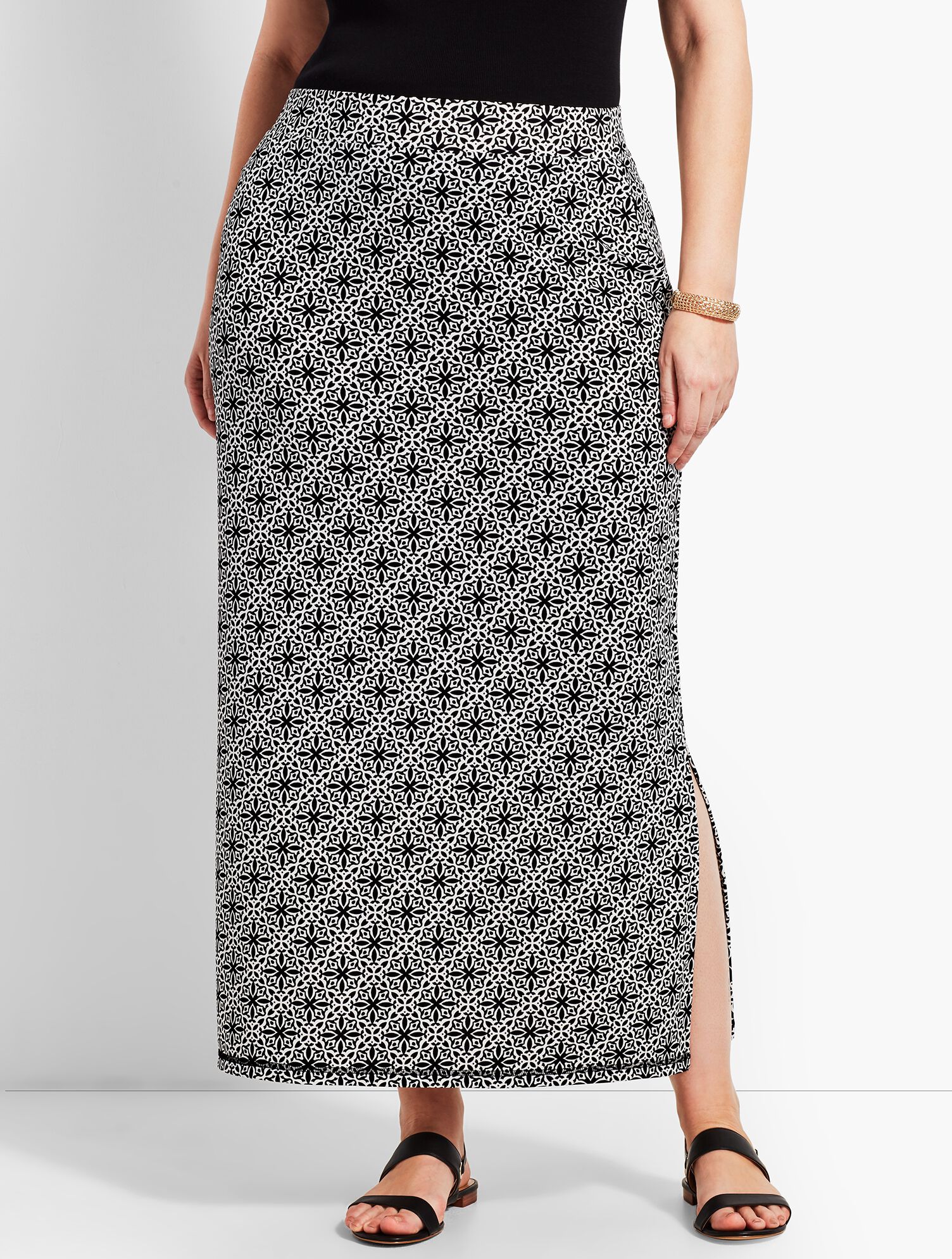 Woman Exclusive Tile Knit Jersey Maxi Skirt 