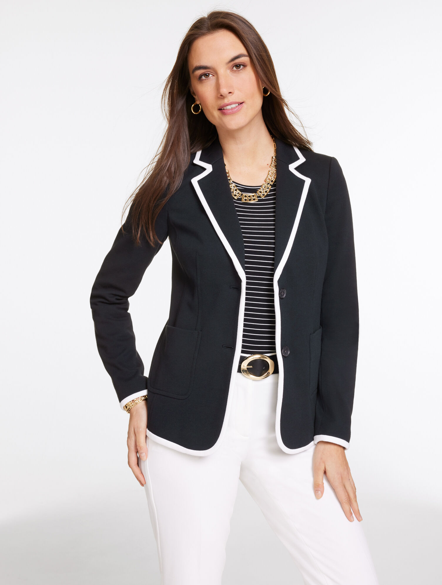 Piqu&eacute; Knit Blazer - Piped
