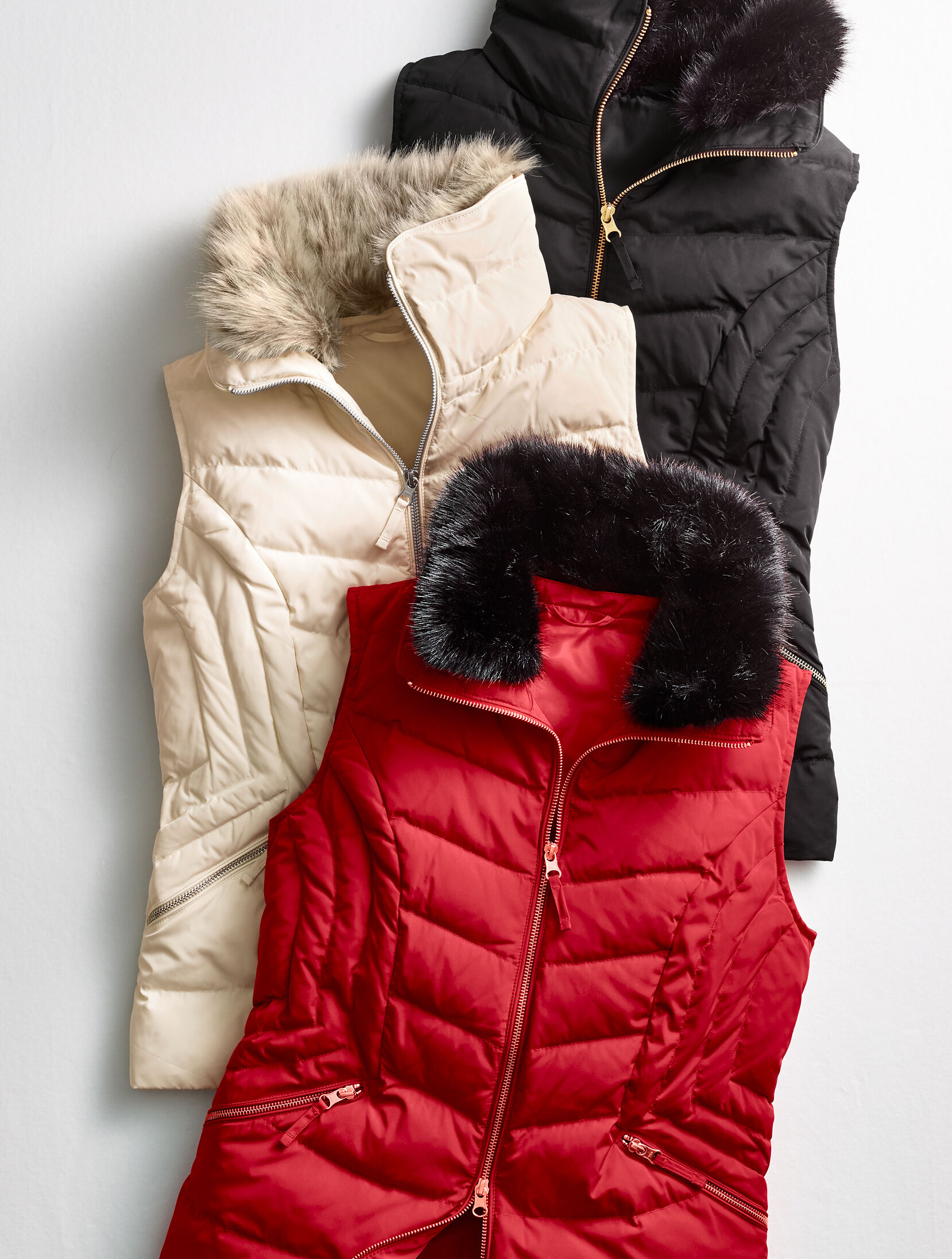 Faux-Fur Trim Down Vest