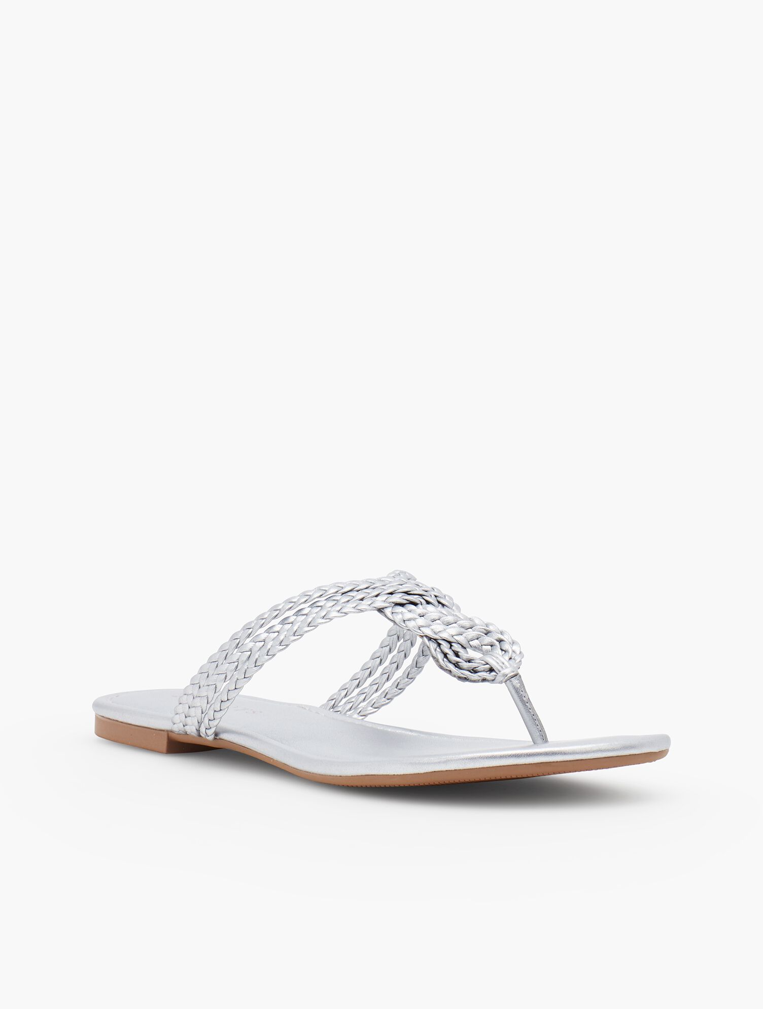 Cece Braided Thong Sandal - Faux Metallic Nappa