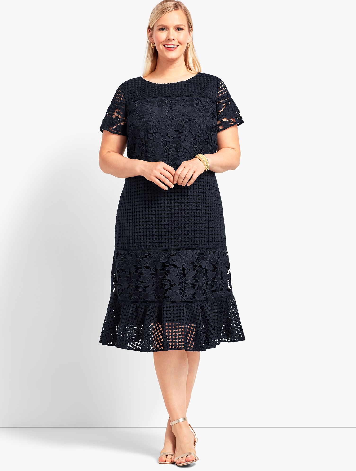 Mixed Lace Fit-And-Flare Dress