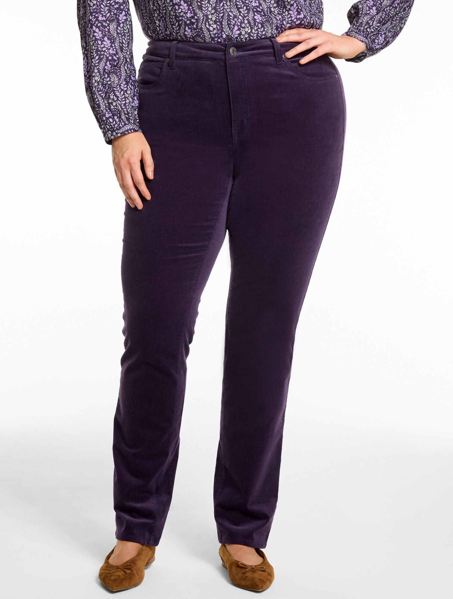 Stretch Corduroy Straight Leg Pants