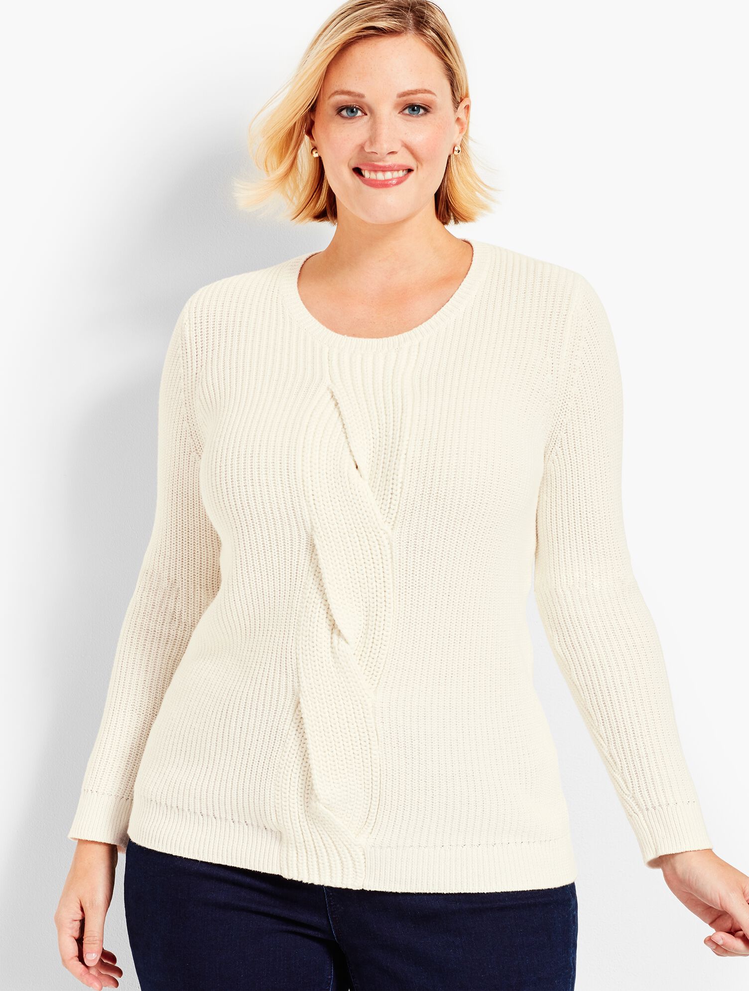 Cable Twist Sweater-Ivory