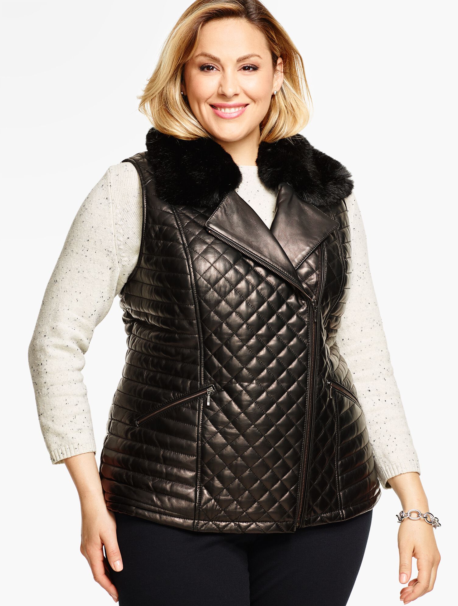 Quilted Leather Moto Vest