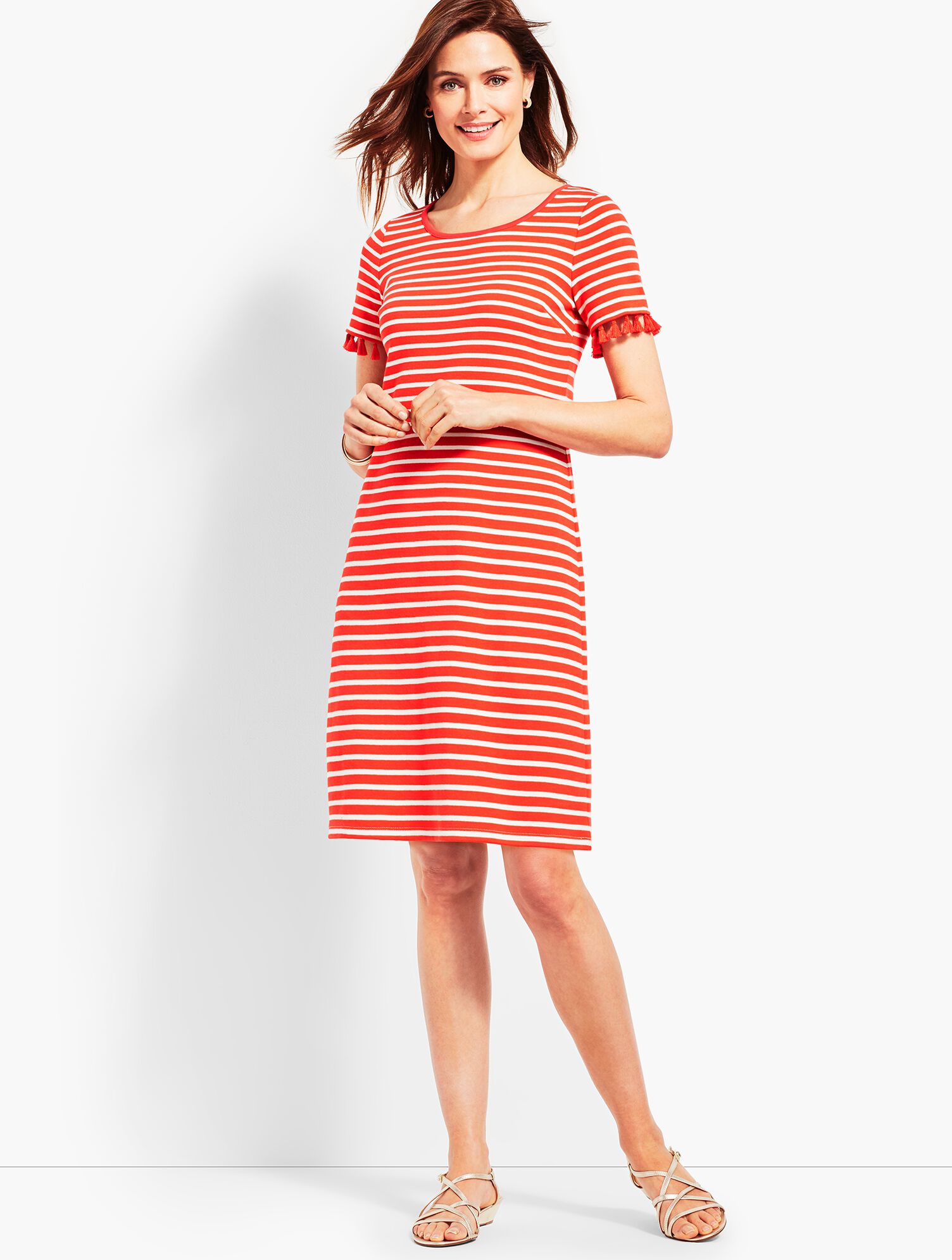 Tassel Trim Striped Shift Dress