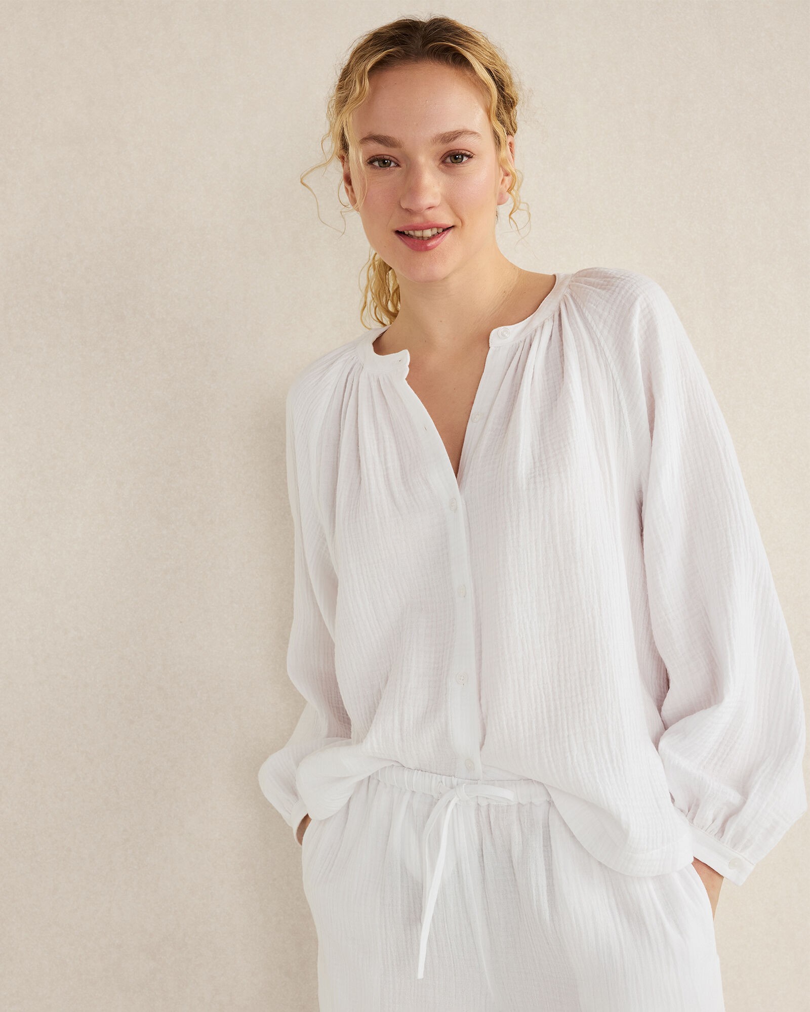 Organic Cotton Gauze Long Sleeve Top