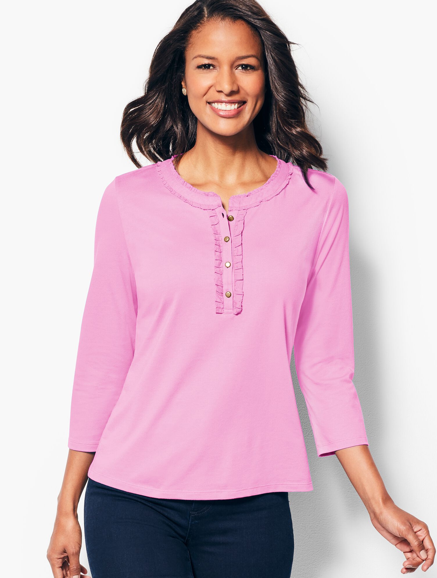 Feminine Henley Tee - Solid