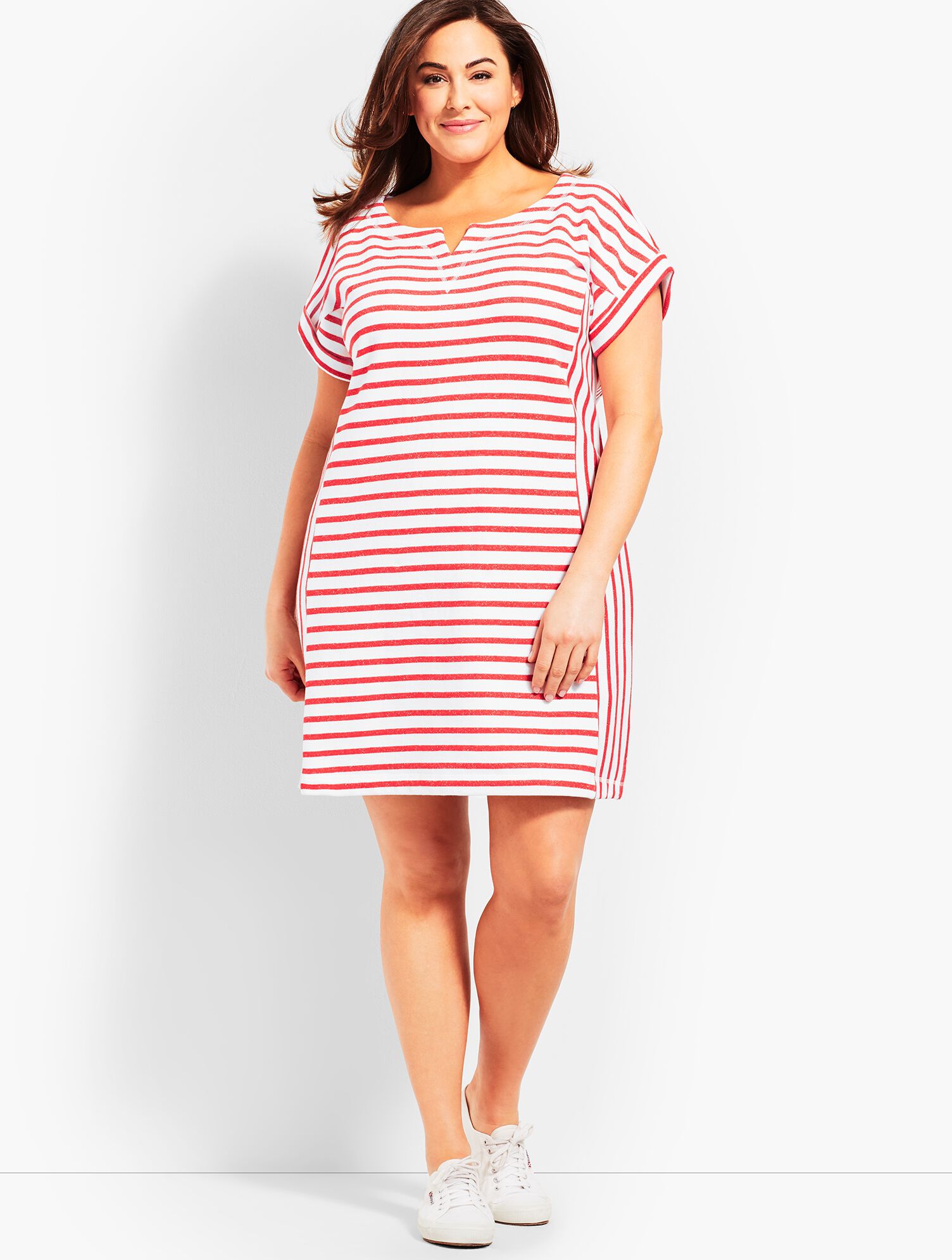 Stargazer Stripe T-Shirt Dress - Dark Nectarine