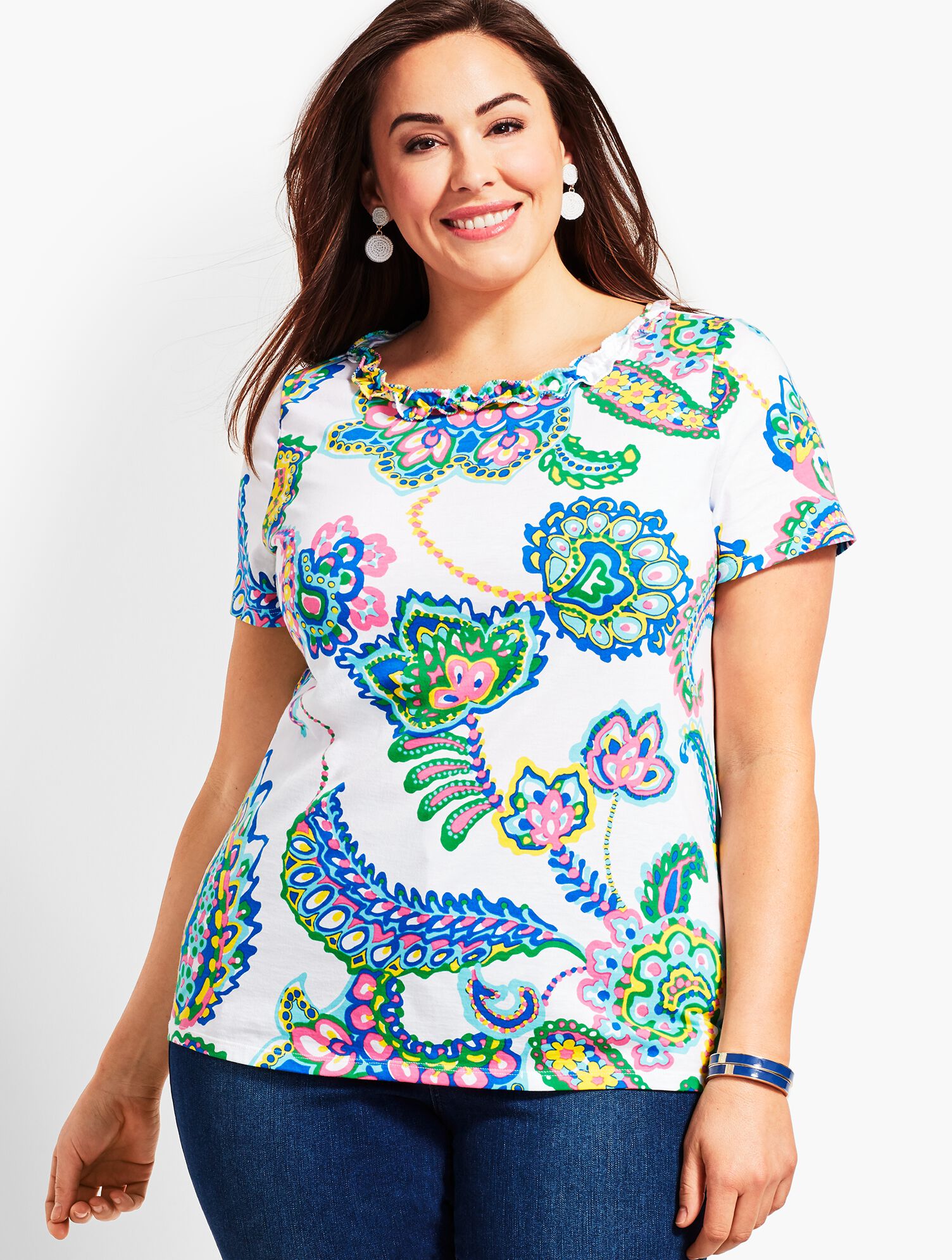 Pima Cascade Crewneck Tee-Paisley