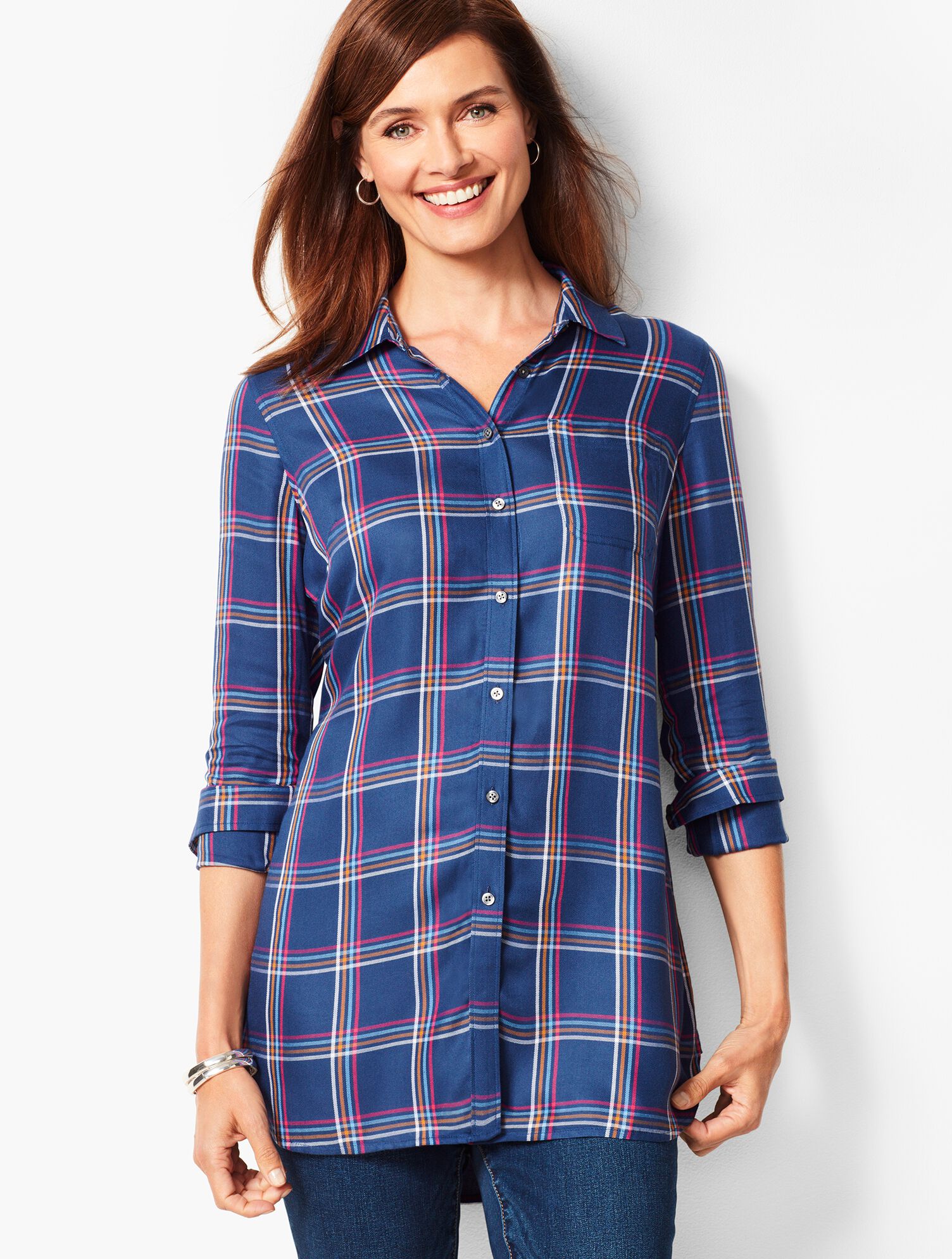 Buckingham Plaid Longer-Length Perfect Shirt