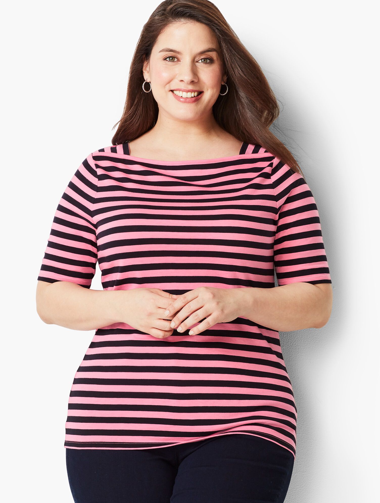 Envelope-Neck Tee - Stripe