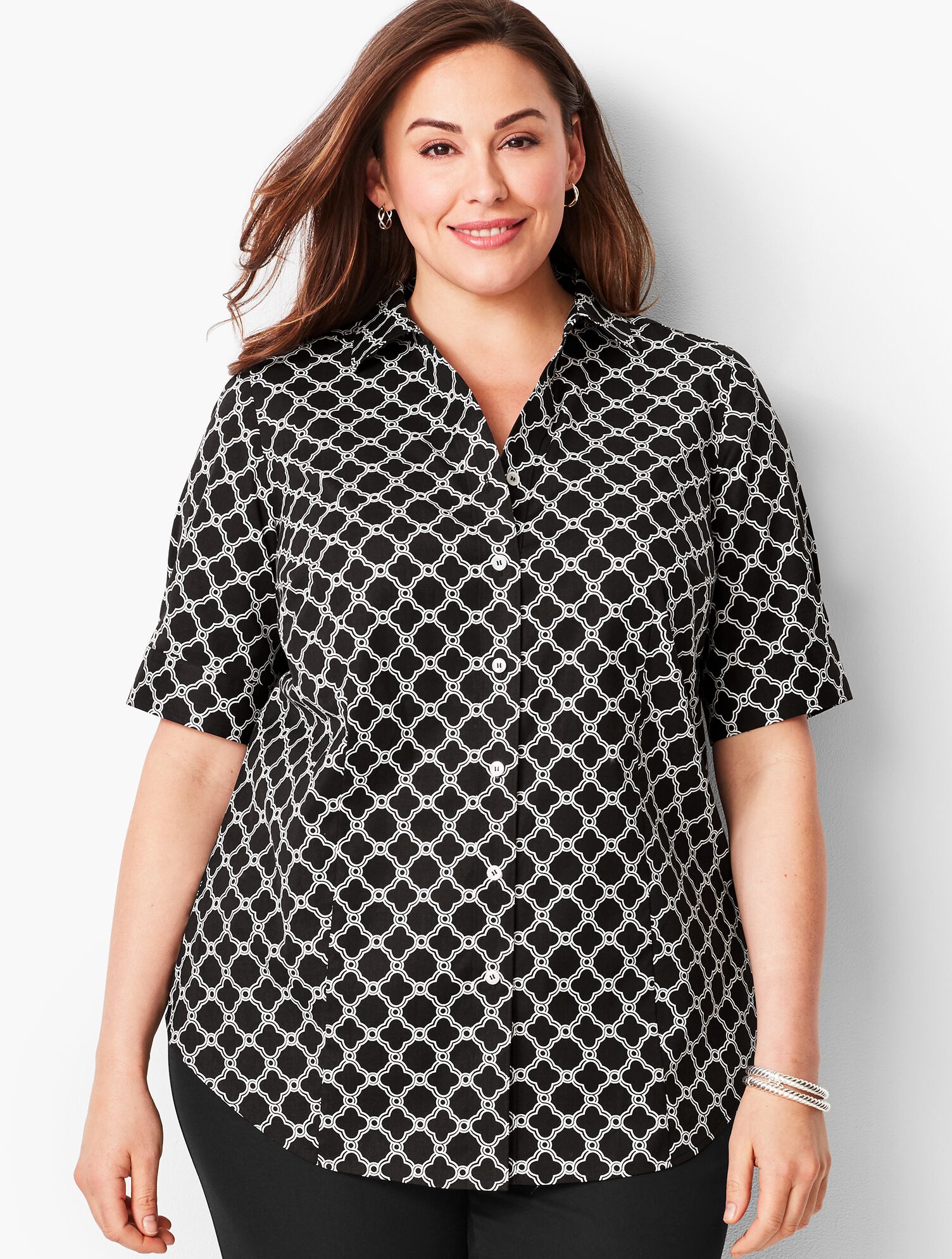 The Perfect Elbow-Sleeve Shirt - Geo-Print