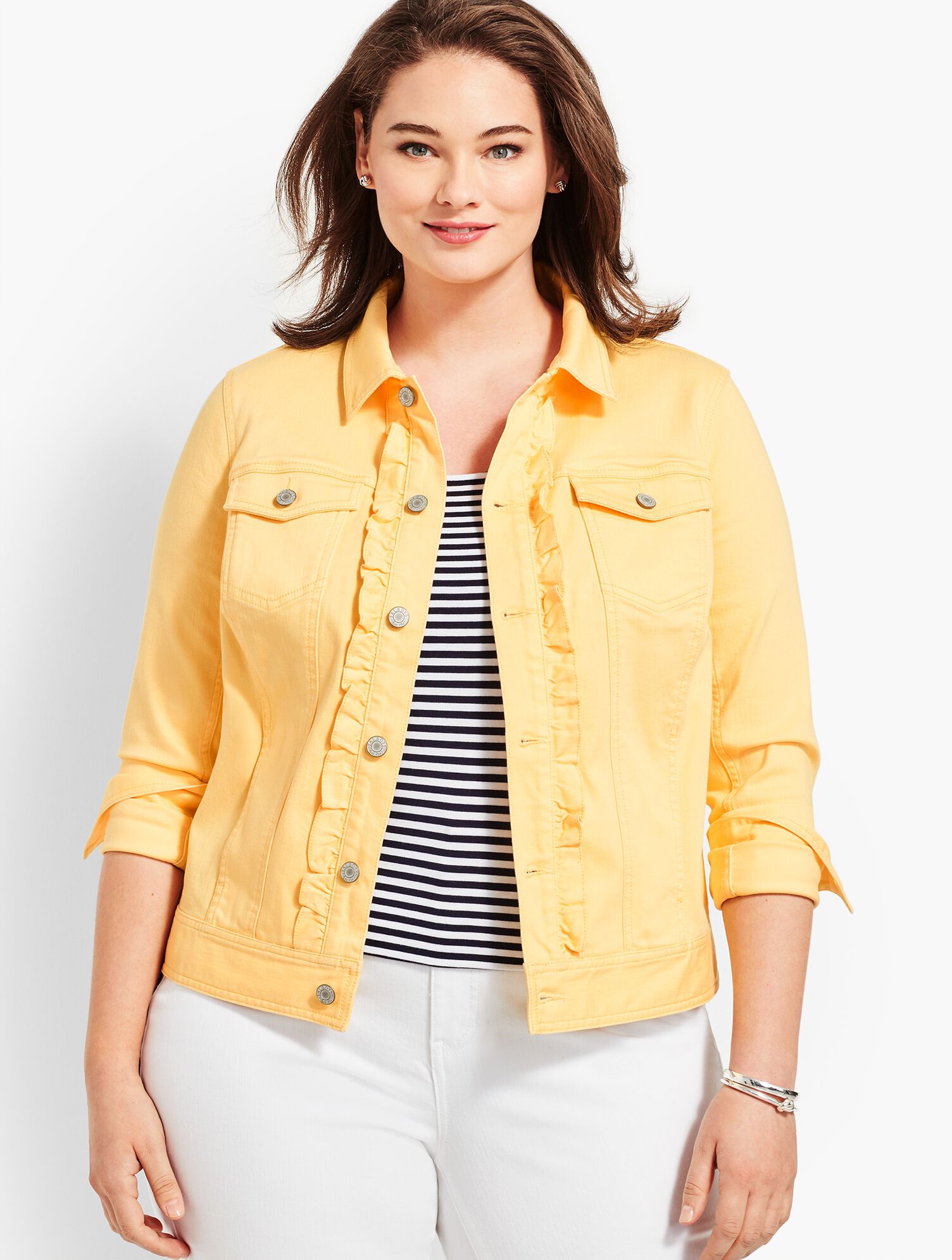 Classic Denim Jacket - Ruffle-Front
