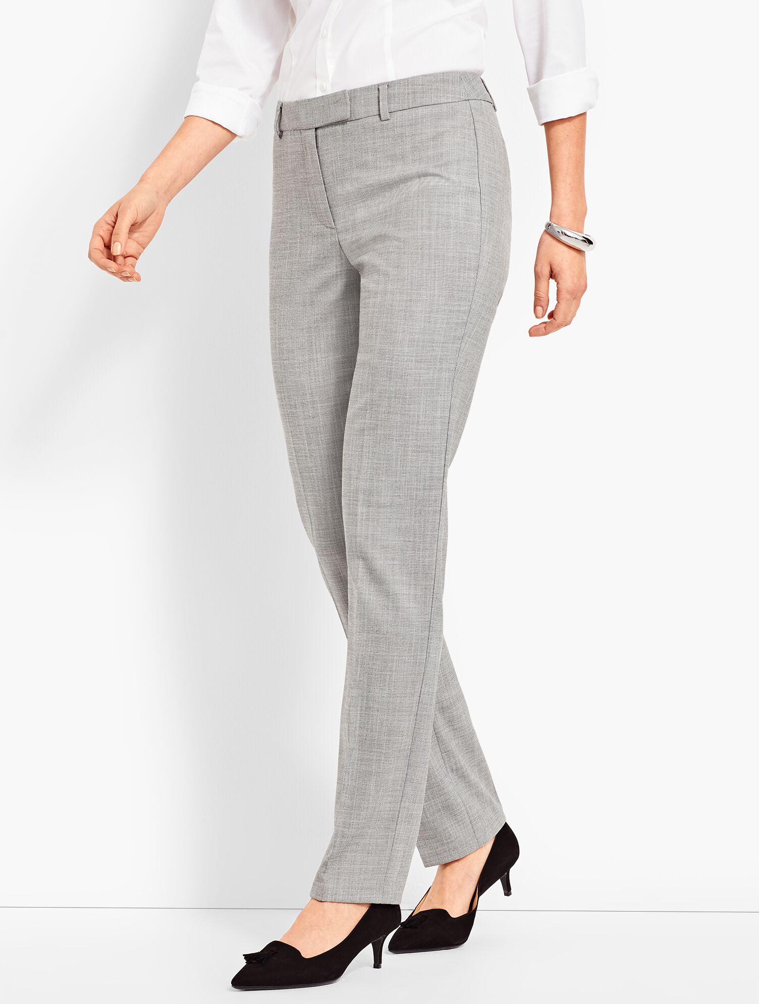 High-Waist Straight-Leg-Chambray