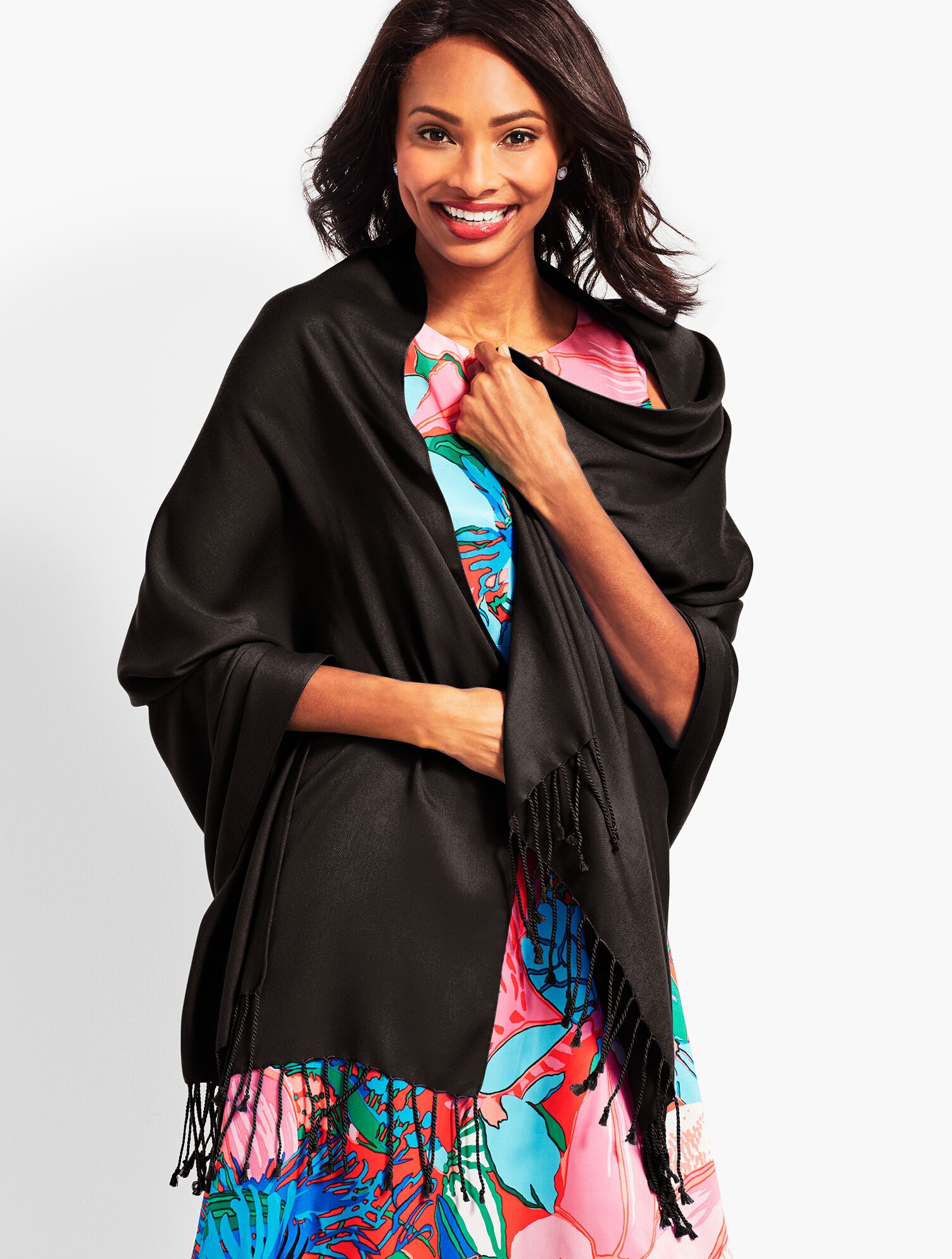 Tasseled Occasion Wrap - Talbots Ivory