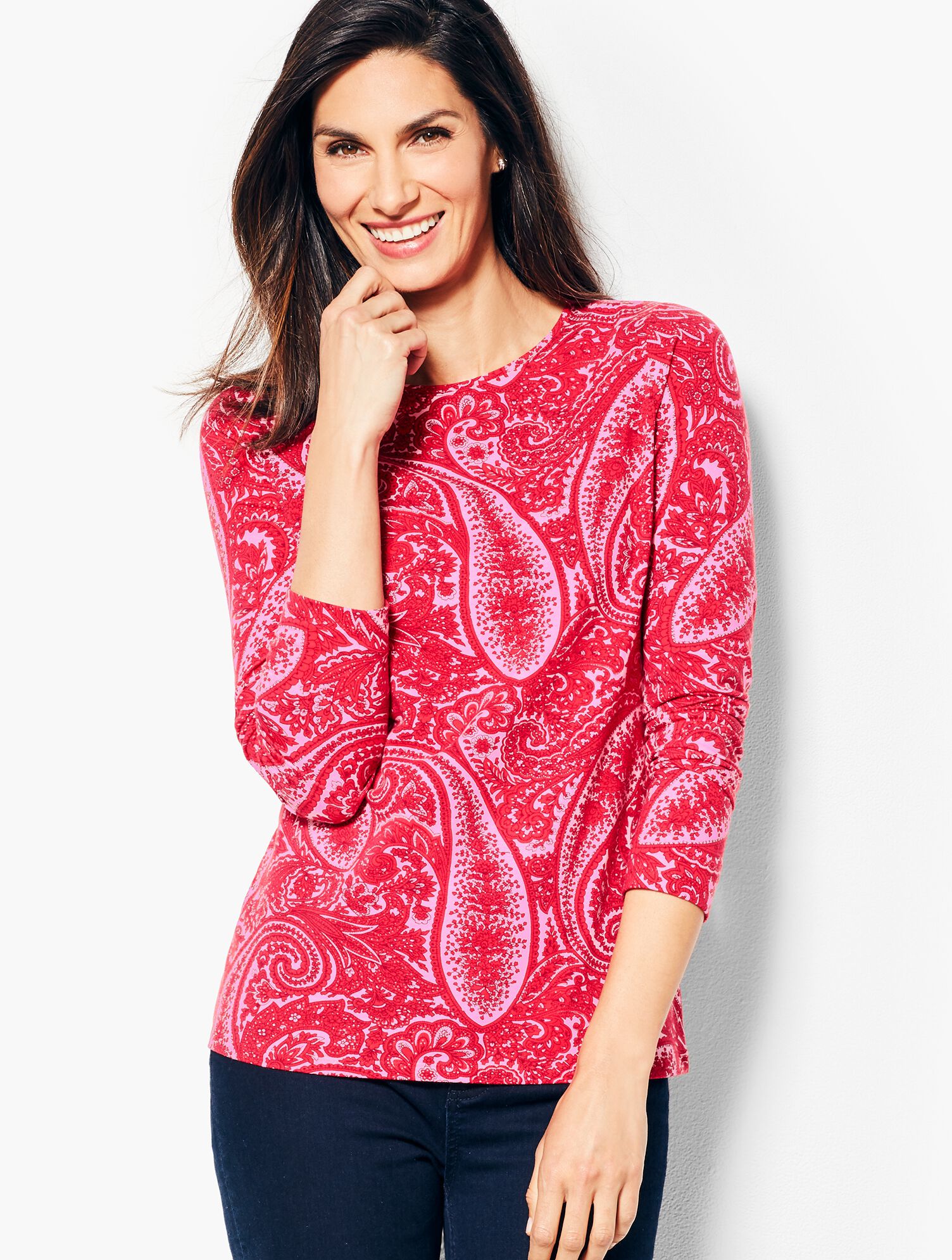 Long-Sleeve Cotton Crewneck - Paisley