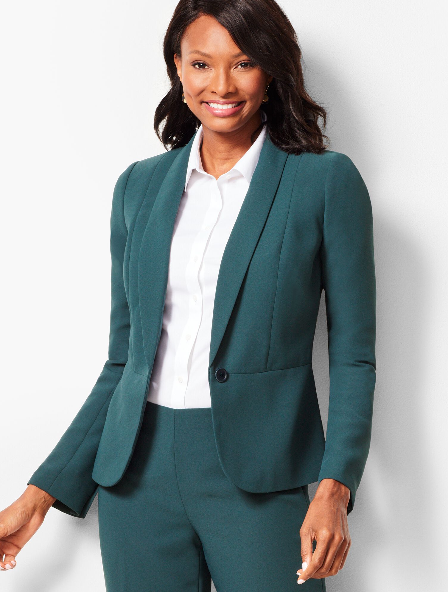 Talbots Refined Crepe Single-Button Peplum Blazer