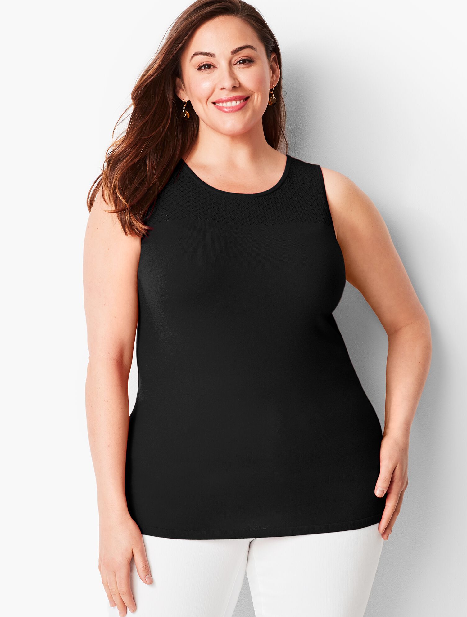 Pointelle-Yoke Sweater Shell