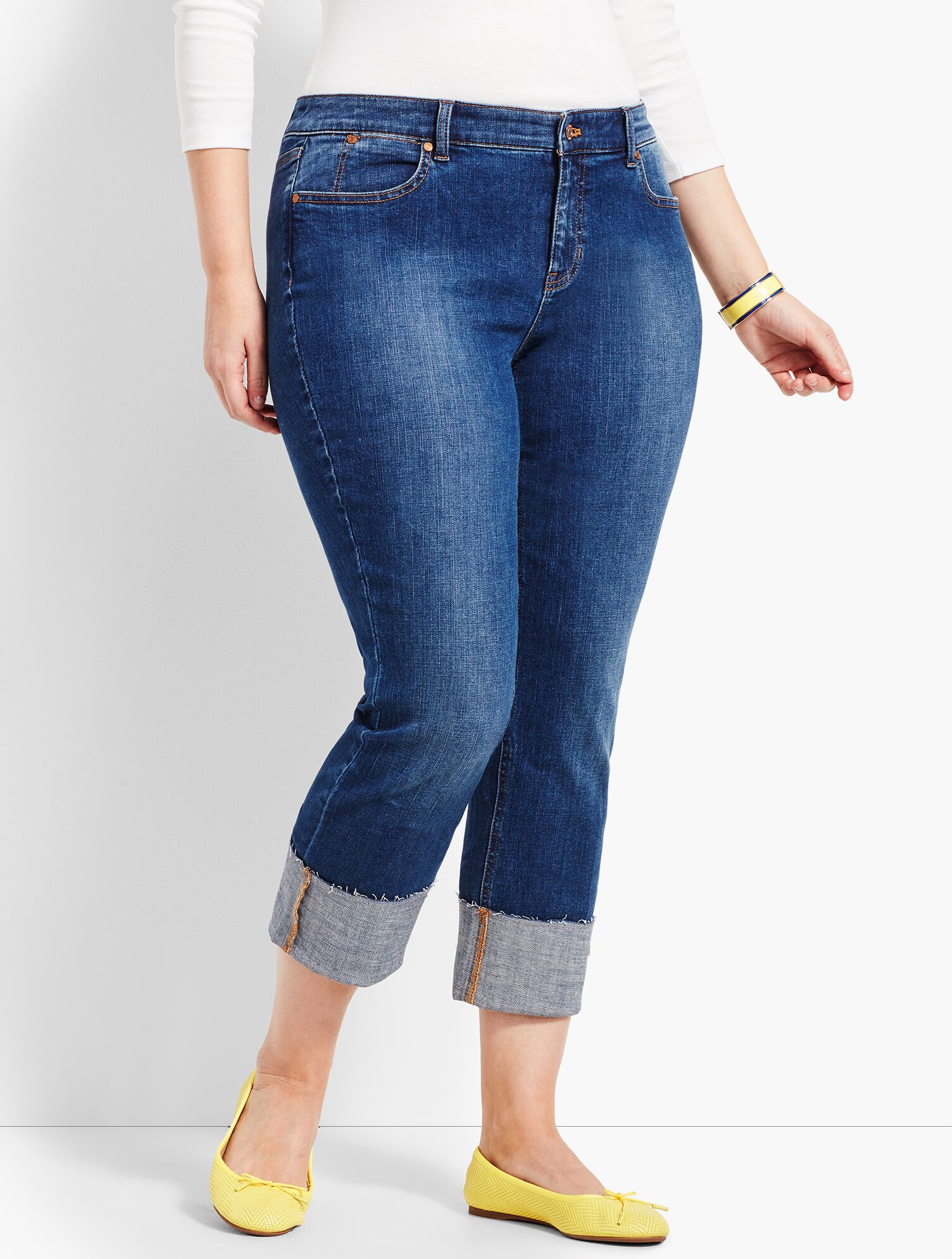 Cuffed Denim Straight Crop - Taylor Wash