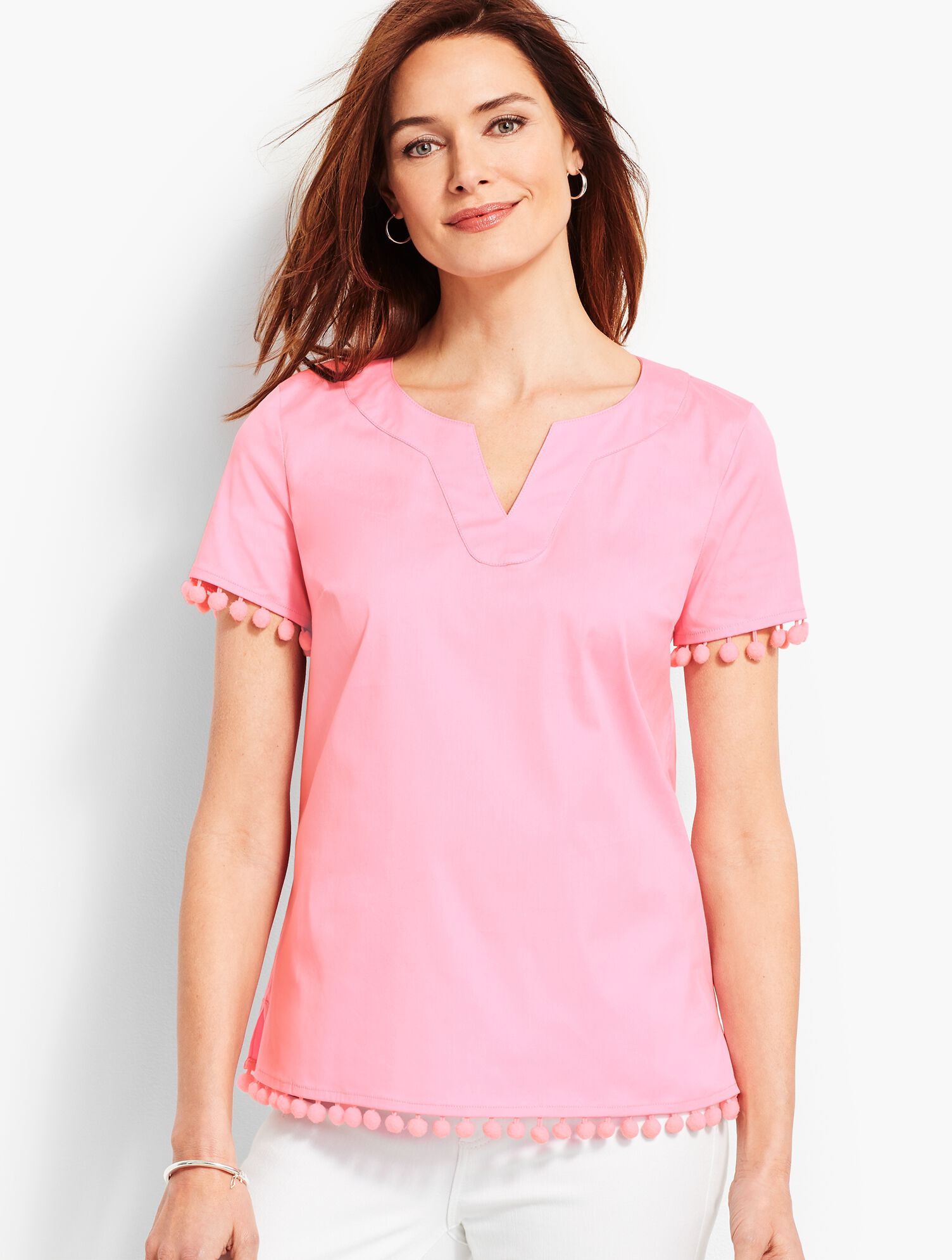 Poplin Pom-Pom Top