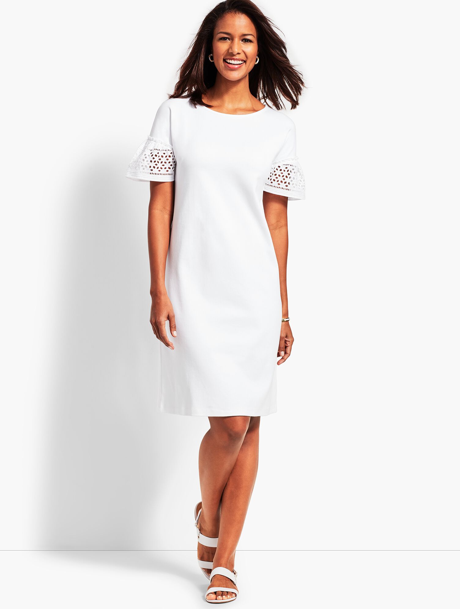 Eyelet Interlock Shift Dress