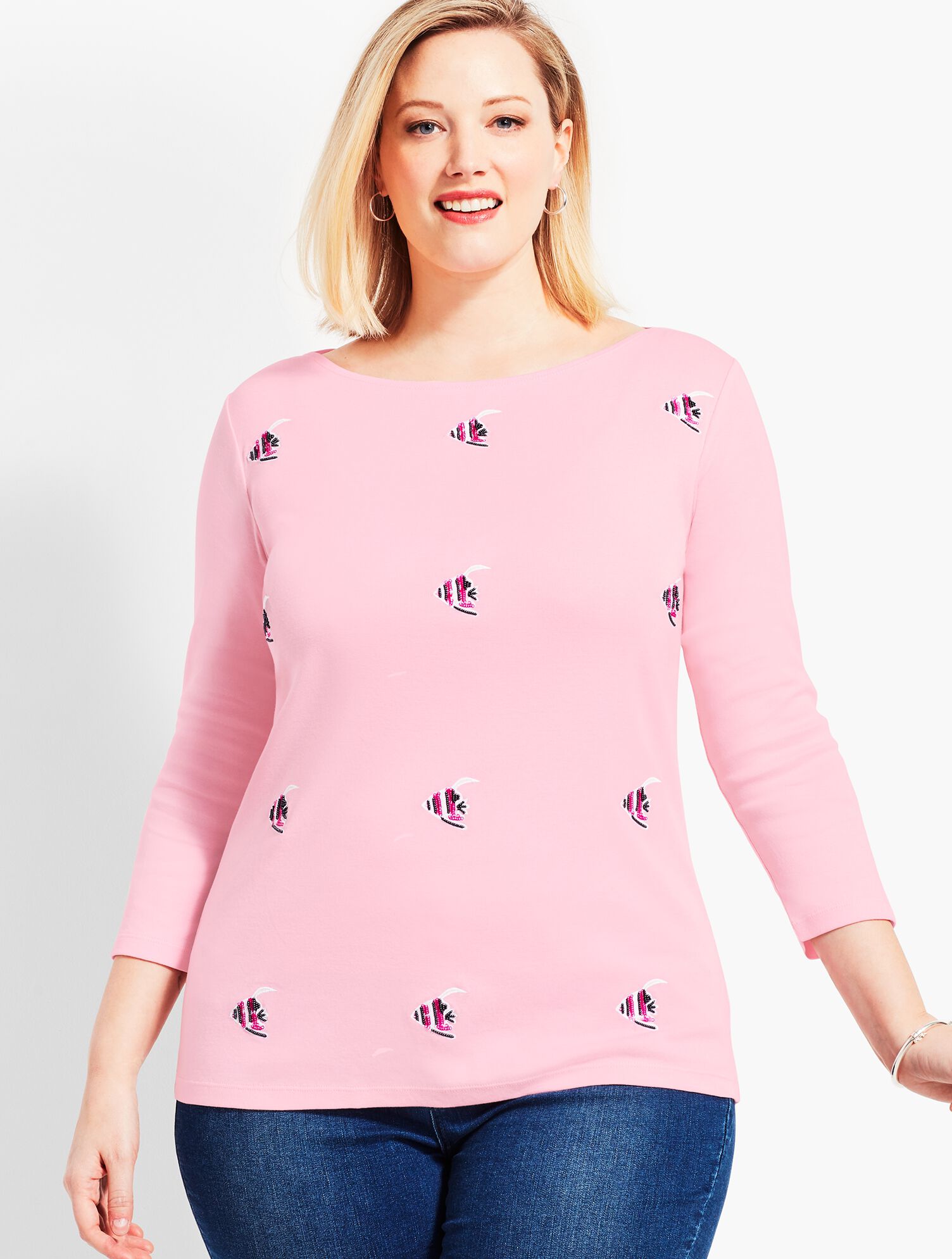 Embellished Fish Pima Tee