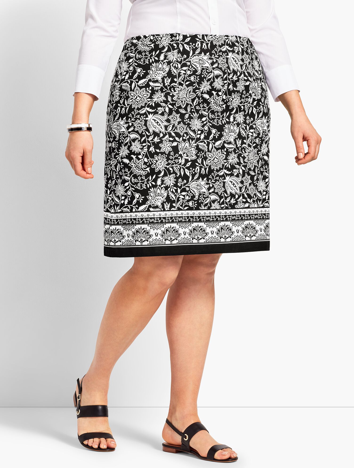 Dreamy Floral Stretch Cotton Canvas Skirt