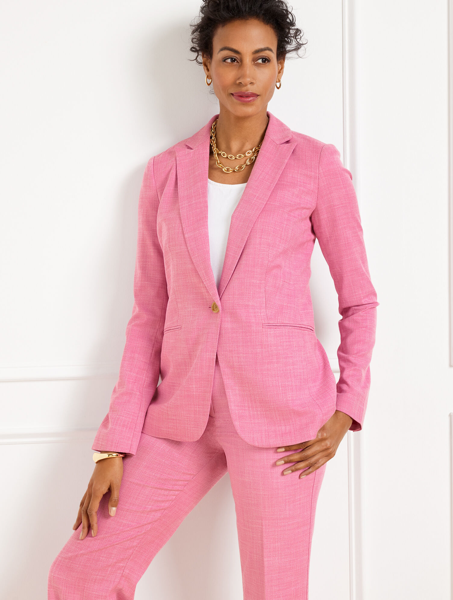 Single Button Twill Blazer
