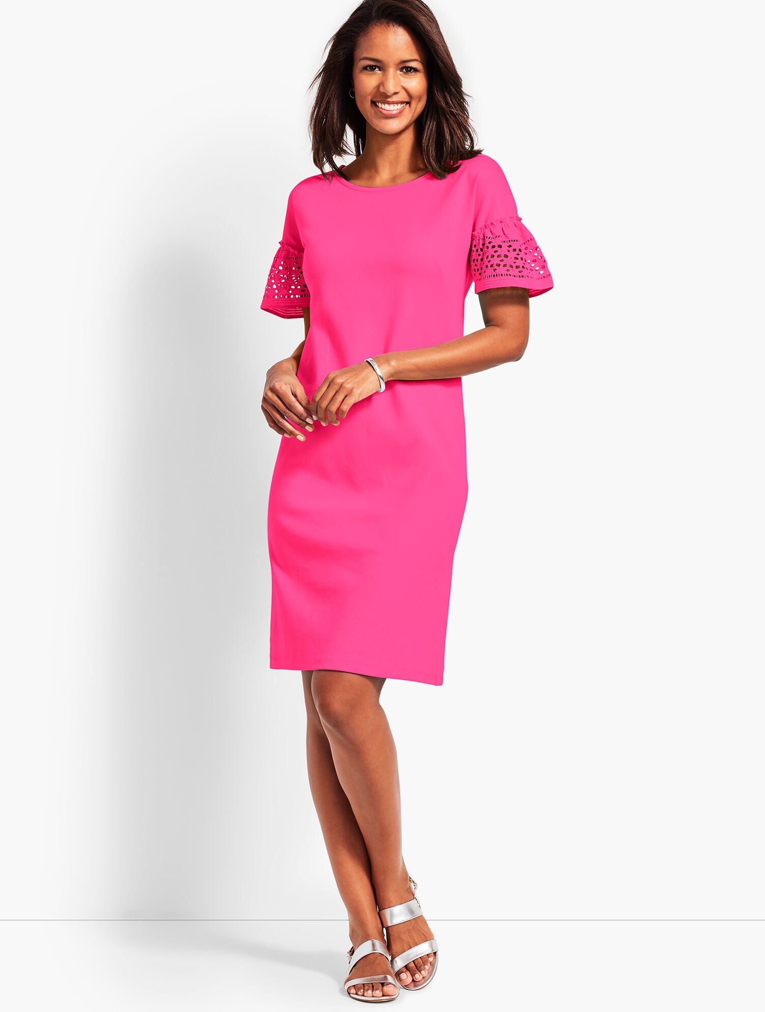 Eyelet Interlock Shift Dress