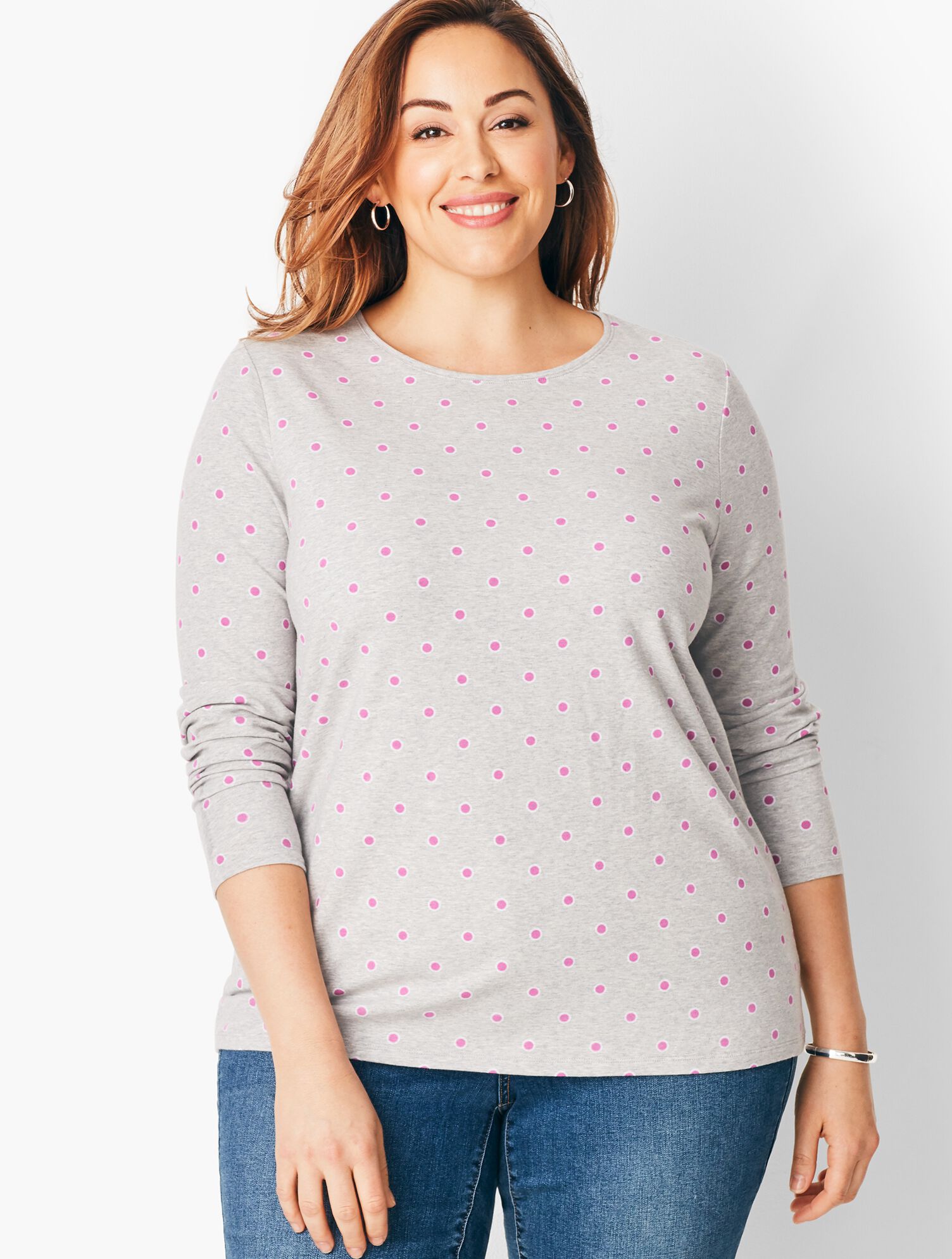 Long-Sleeve Cotton Crewneck - Dot
