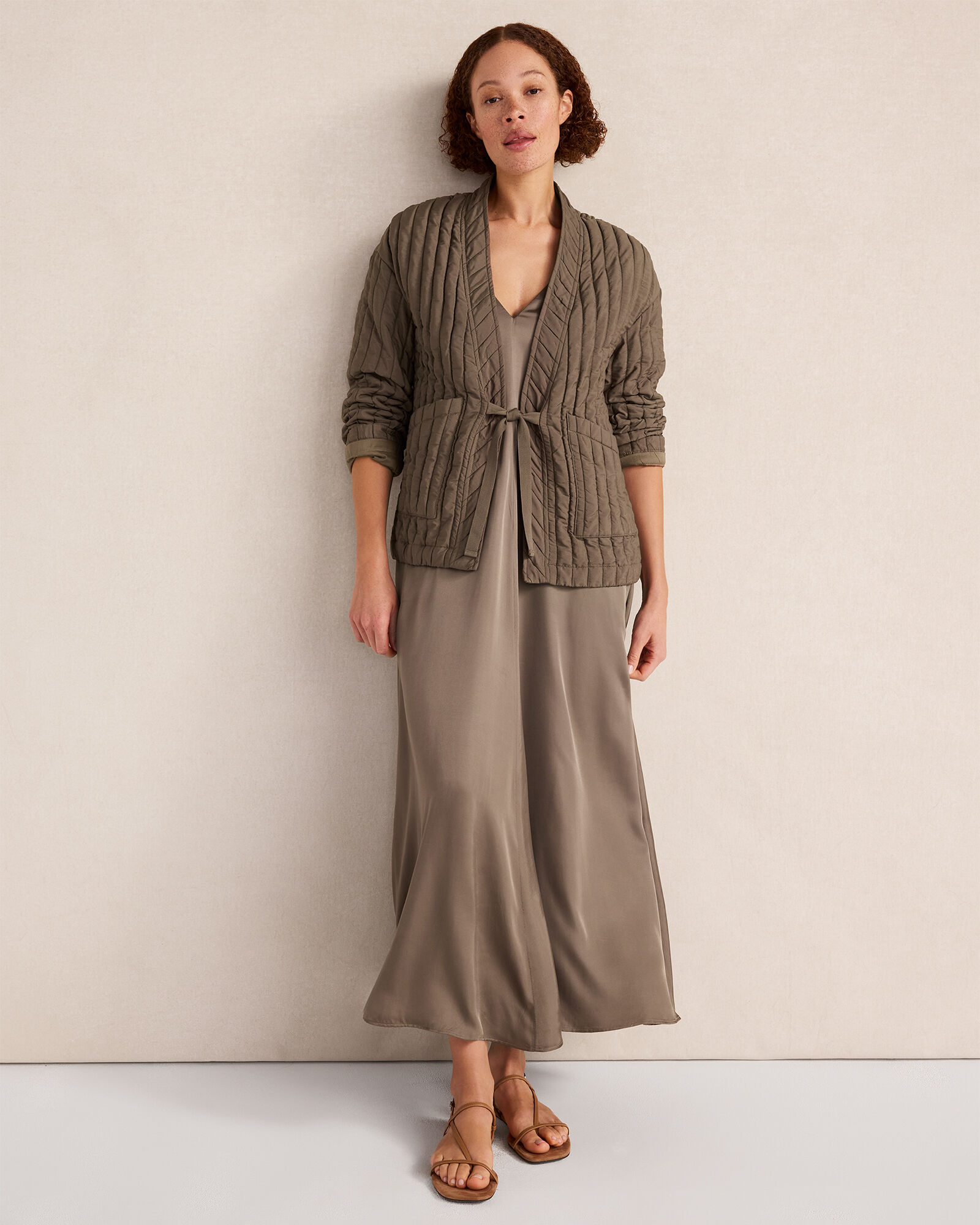 Quilted Tie-Front Jacket