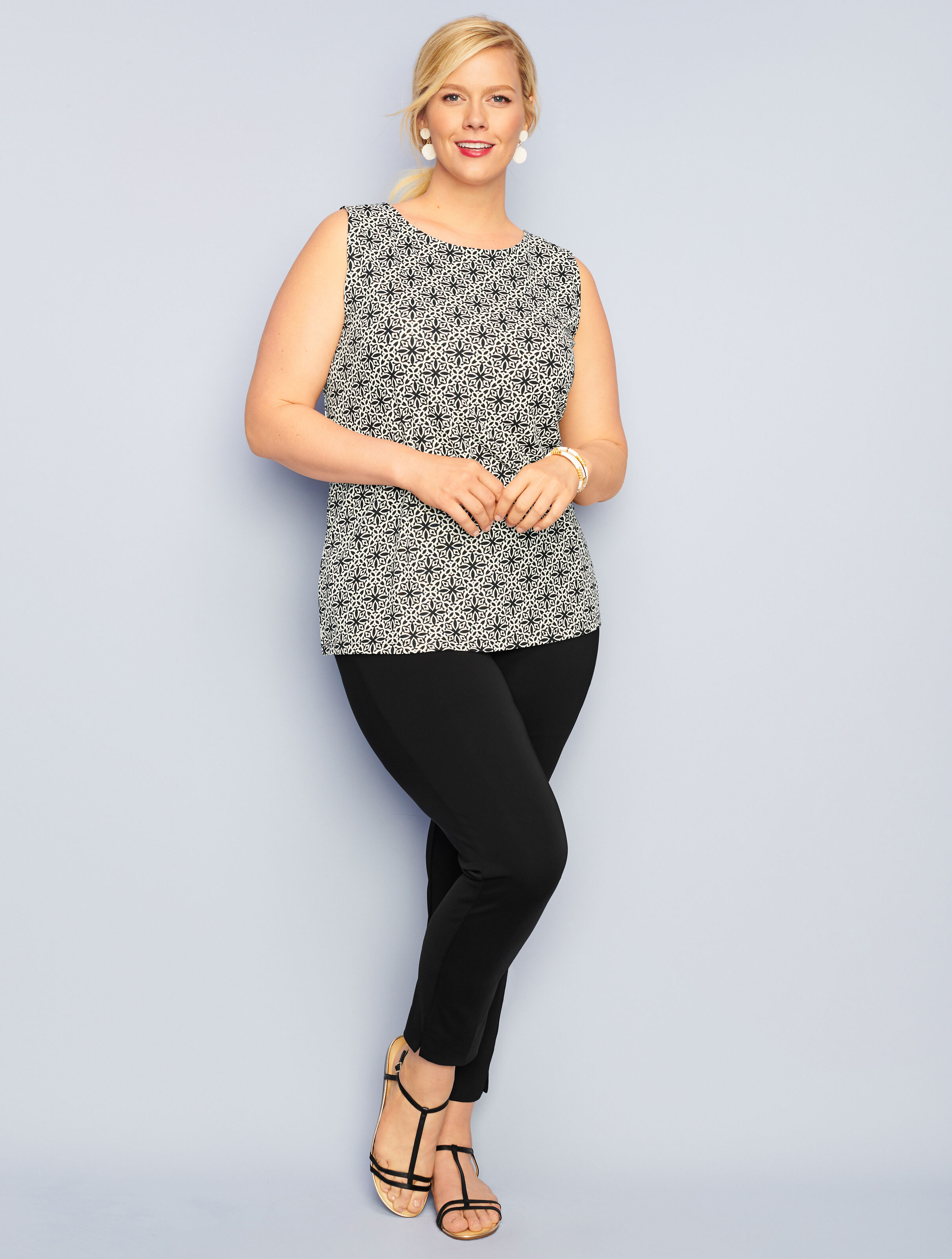 Plus Size Tile Knit Jersey Shell