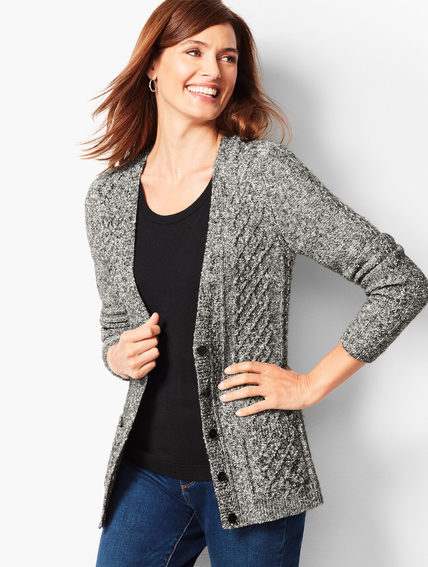 Girlfriend Cable-Knit Cardigan