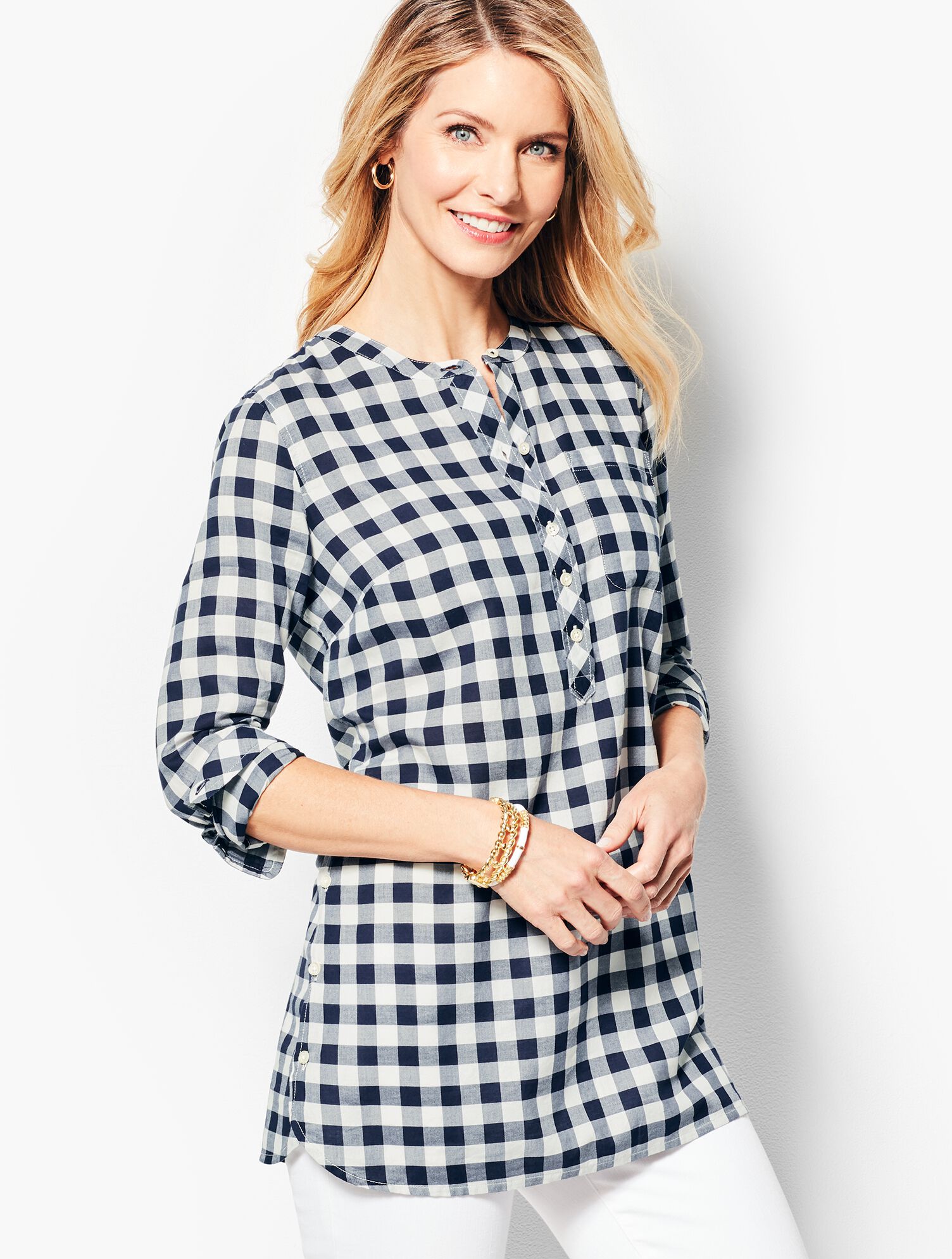 Cotton Band-Collar Top