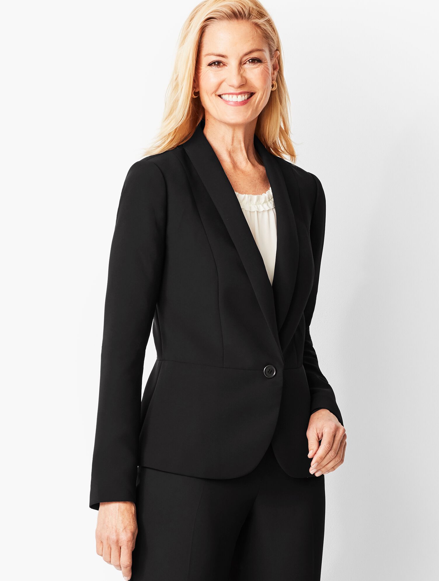Talbots Refined Crepe Single-Button Peplum Blazer