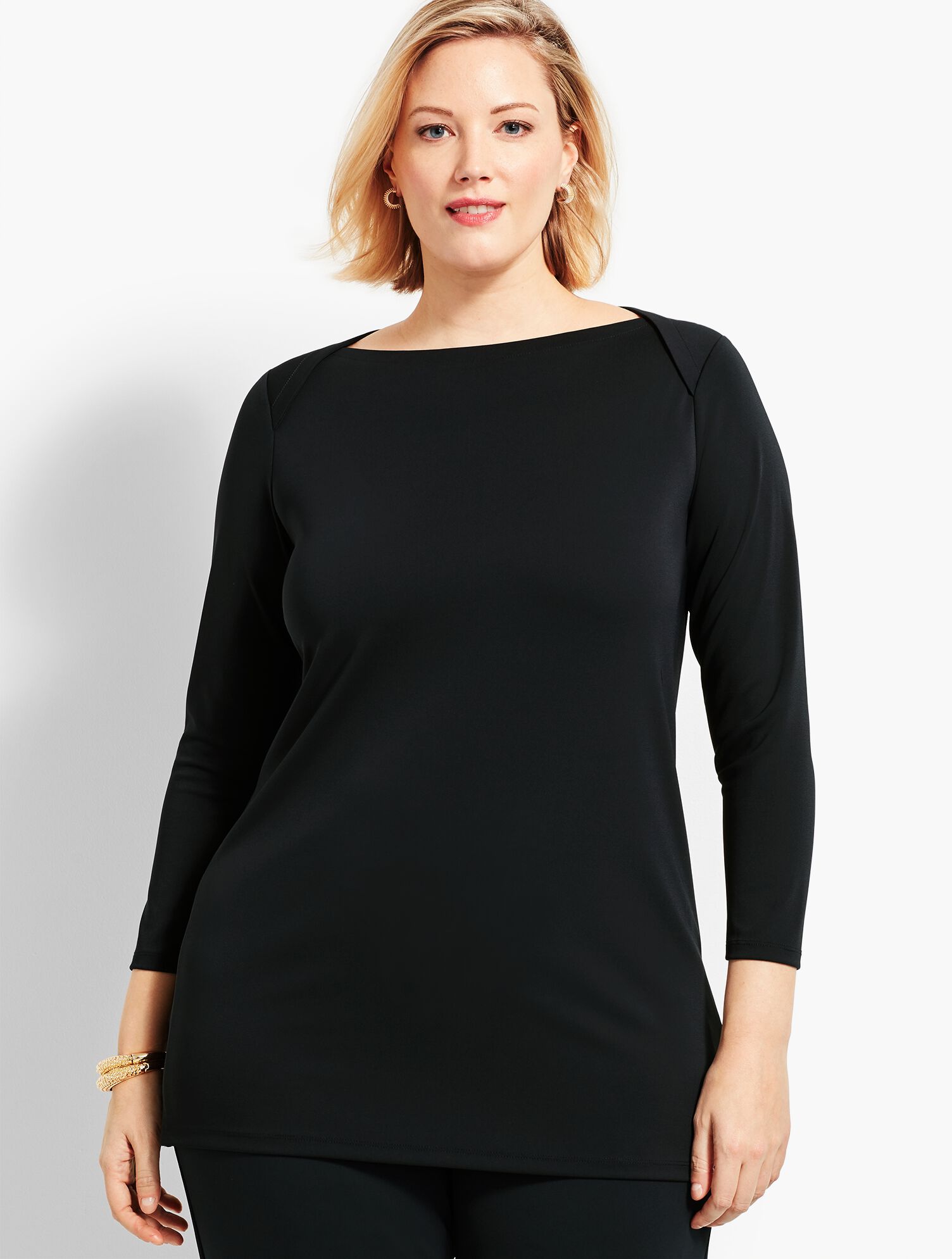 Plus Size Exclusive Knit Jersey Envelope-Neck Tunic