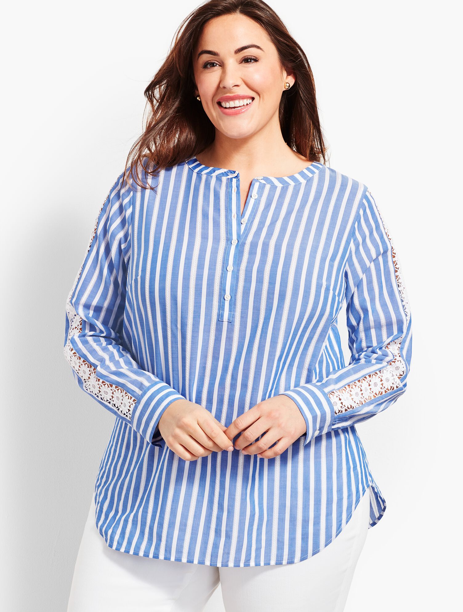 Cotton Lace-Sleeve Popover