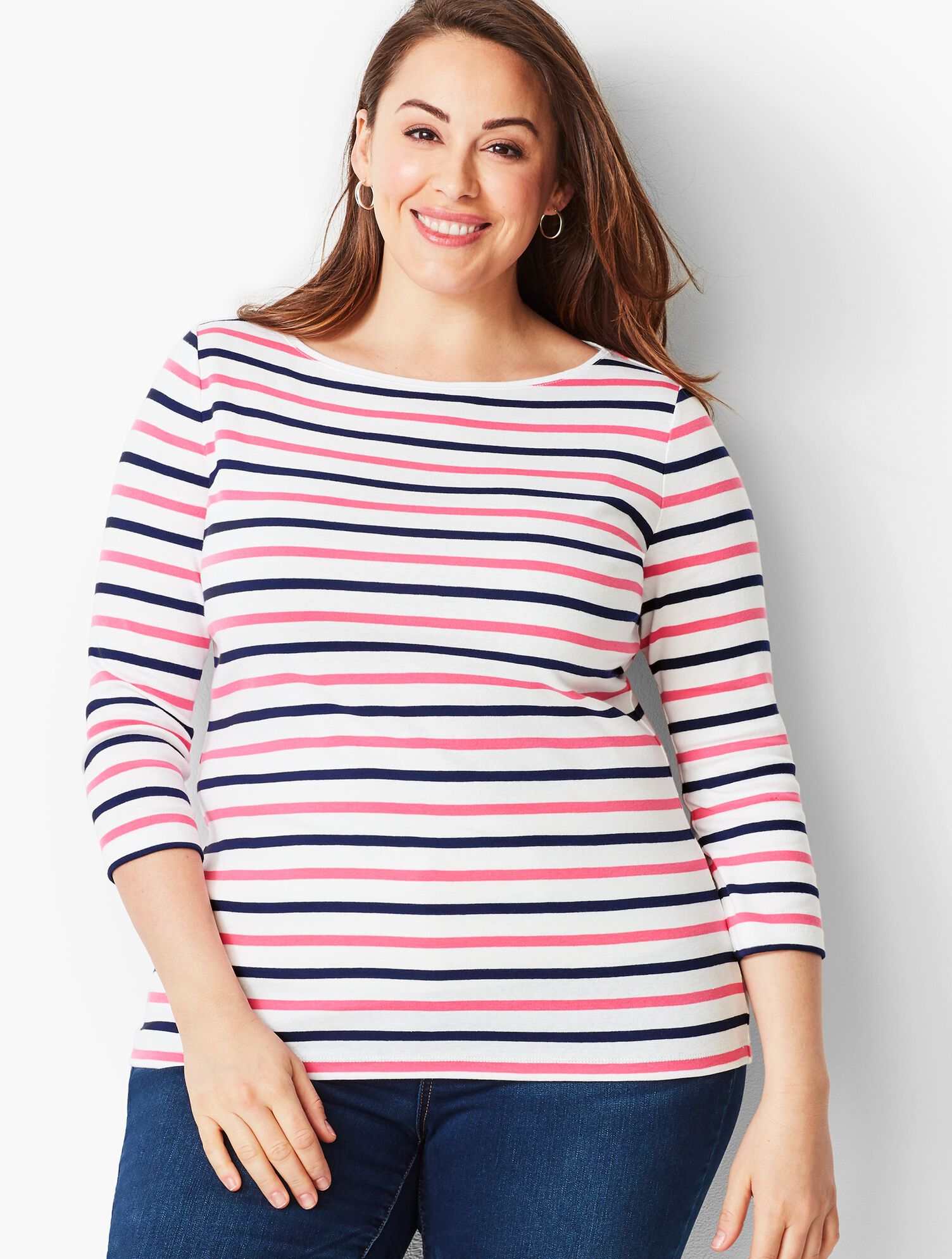Bateau Neckline Tee - Vineyard Stripe