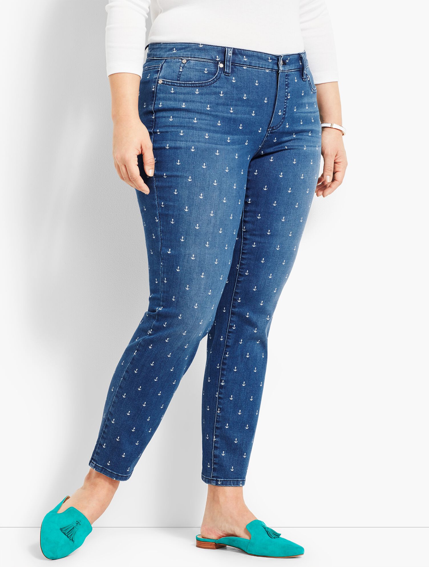 Denim Slim Ankle - Anchor Print