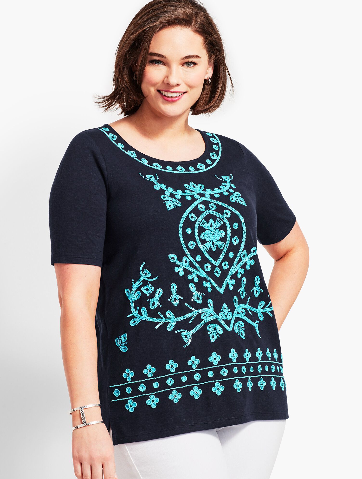 Plus Size Exclusive Embellished Tunic