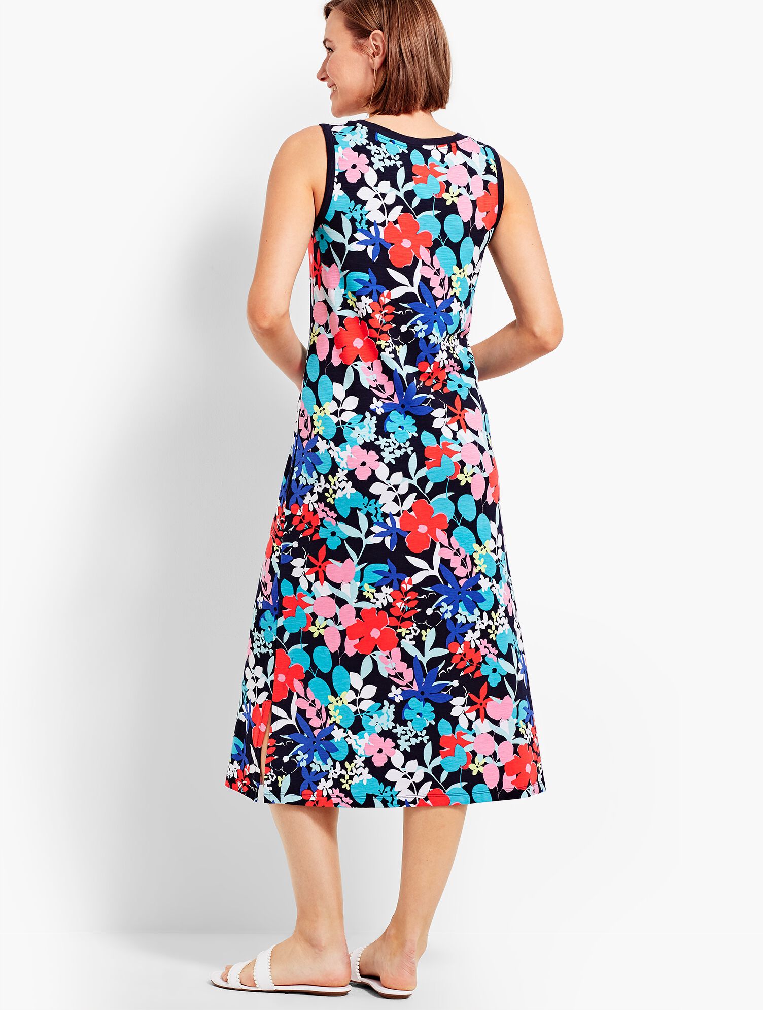 Sunny Meadow Print Slub Jersey Henley Dress