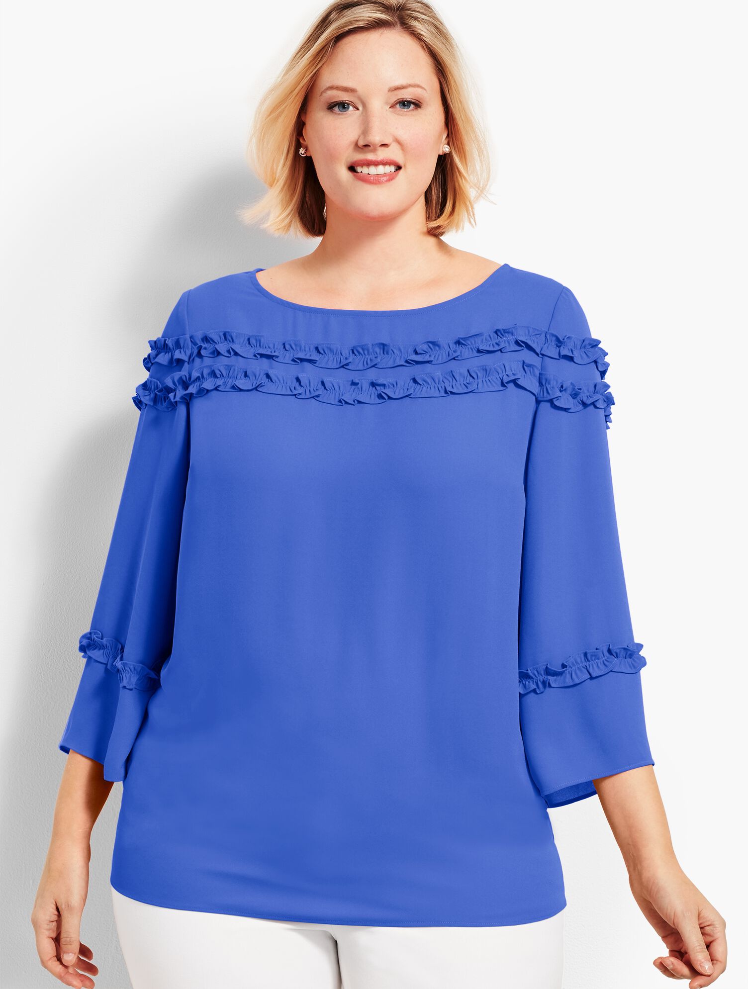 Shirred Ruffle Top - Solid