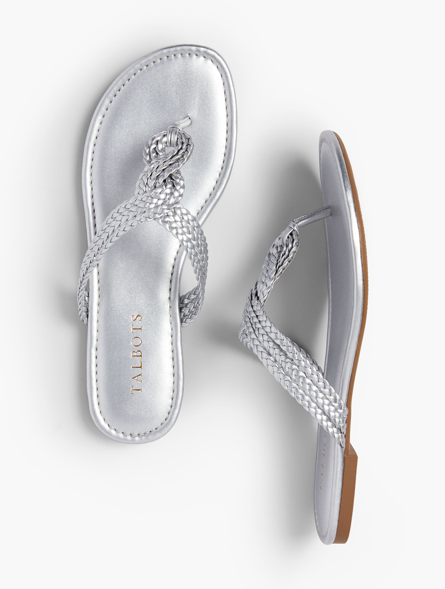 Cece Braided Thong Sandal - Faux Metallic Nappa