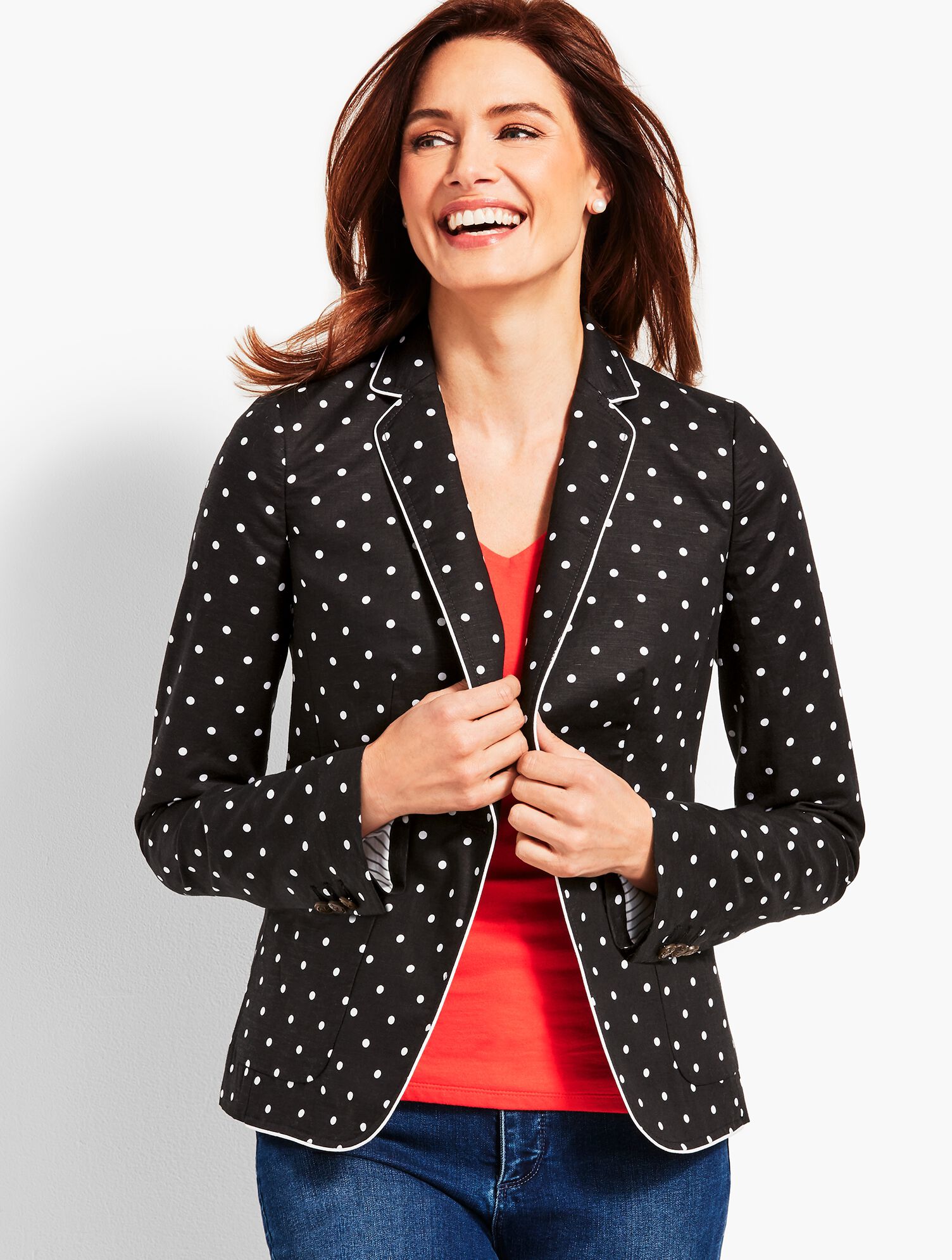 Linen Blend Dot Blazer