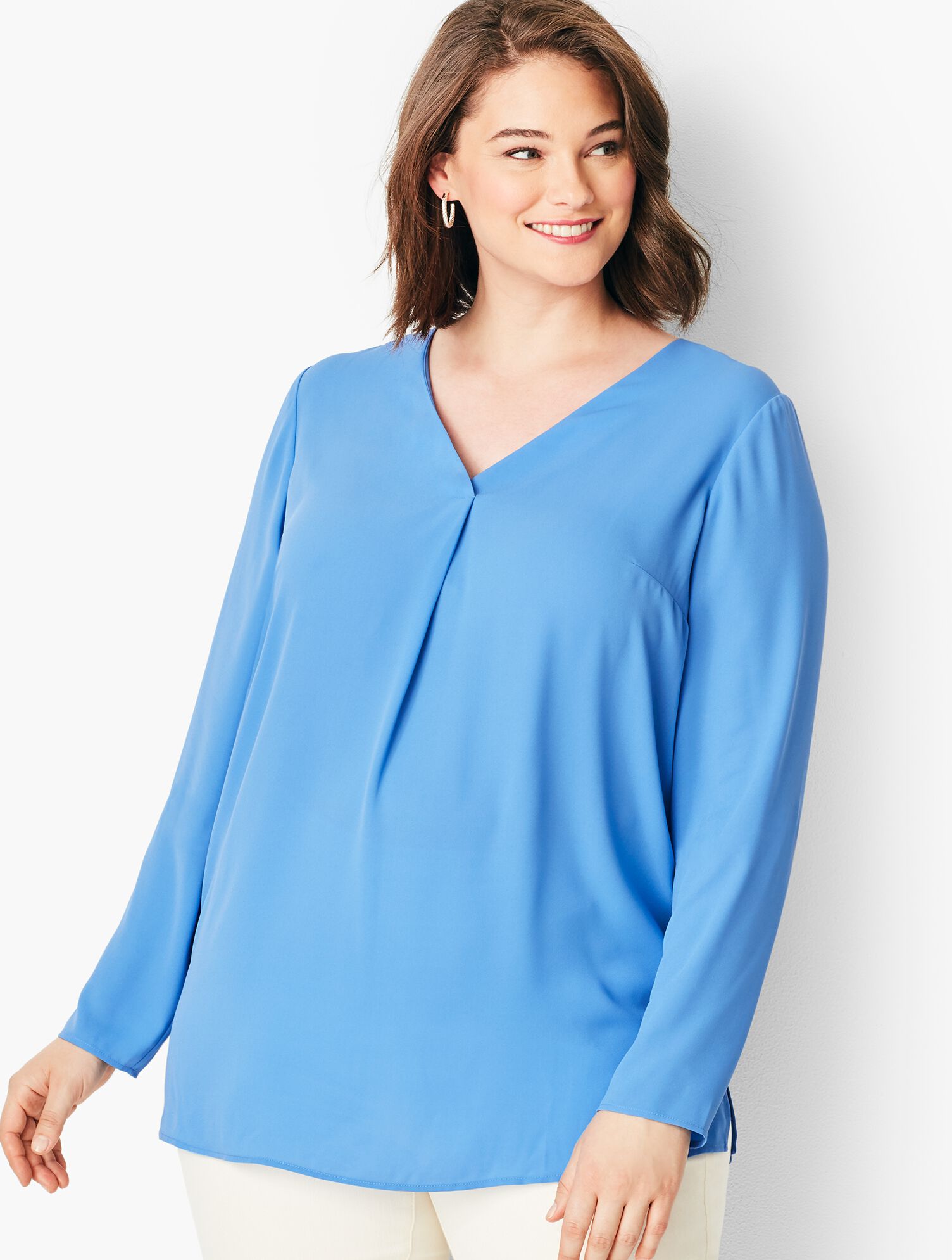 Plus Size Crepe Pleated Blouse
